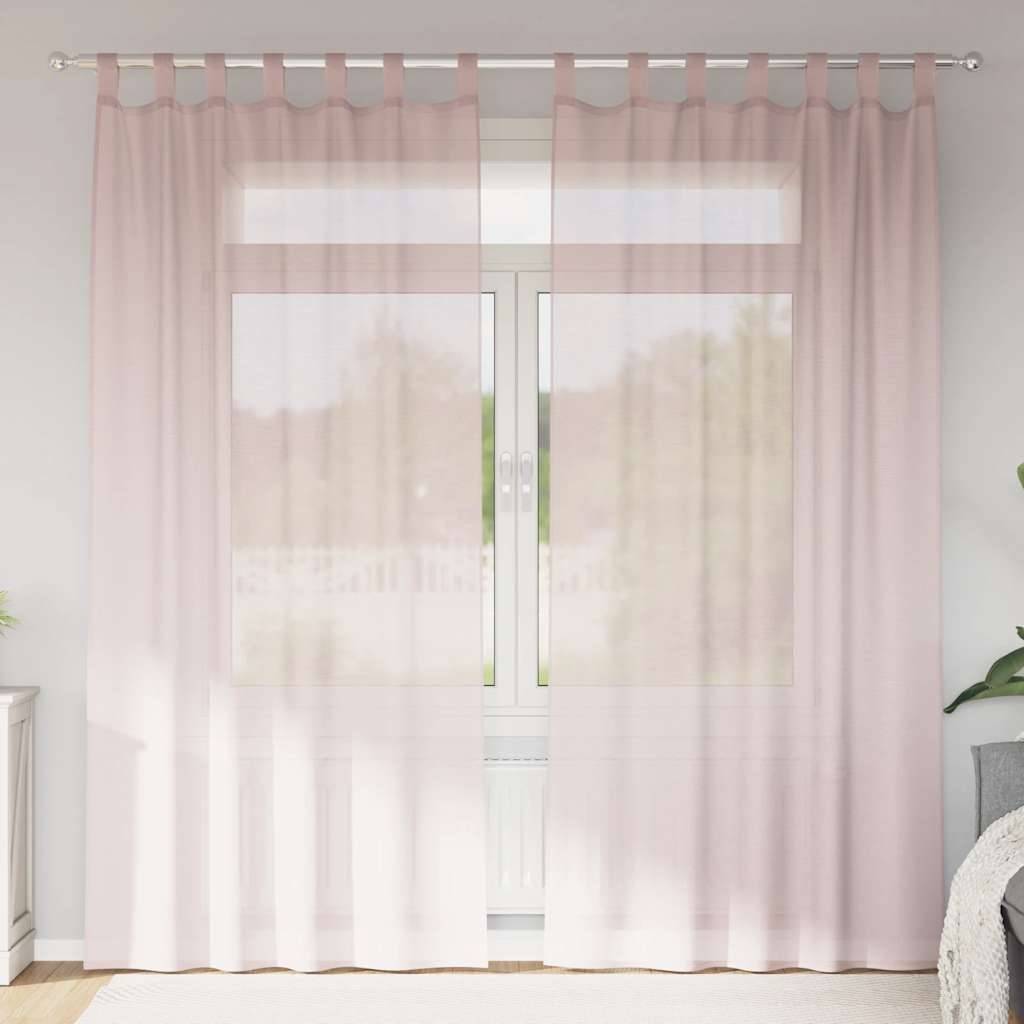 vidaXL Voile Vorhänge mit Stangentaschen 2 Stk. Hellrosa