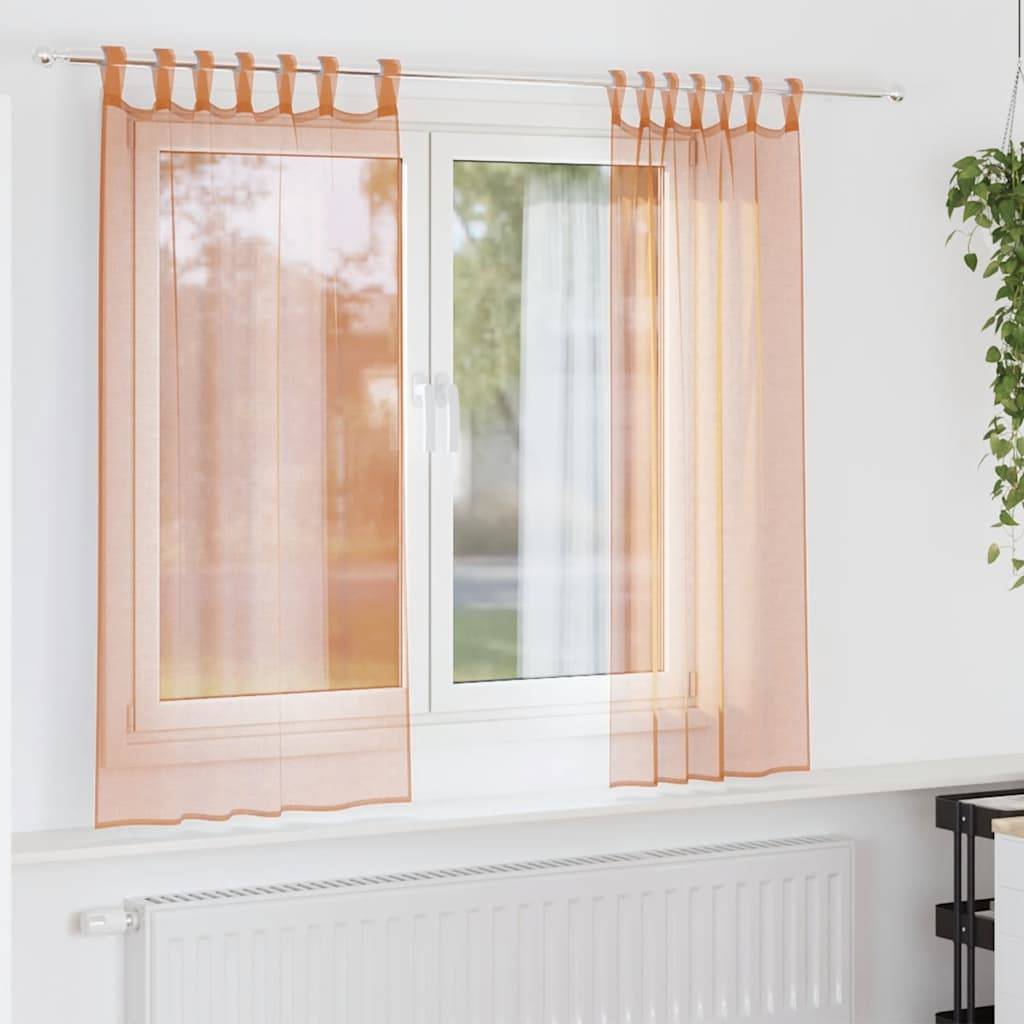 vidaXL Voile Vorhänge mit Stangentaschen 2 Stk. Terrakotta