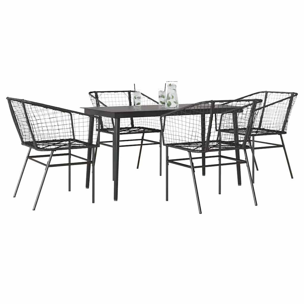 vidaXL 5-teiliges Garten-Esszimmerset aus schwarzem Polyrattanglas
