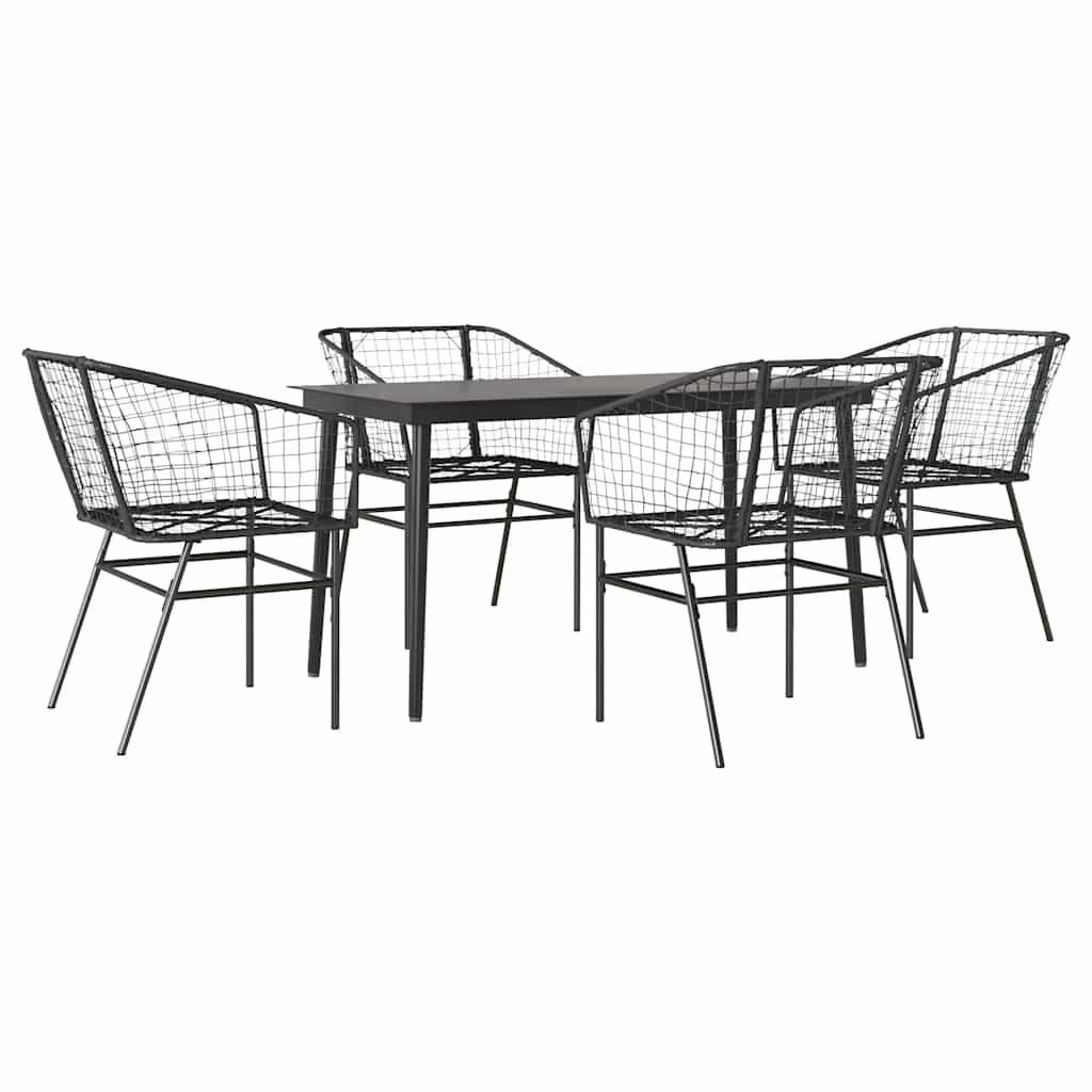 vidaXL 5-teiliges Garten-Esszimmerset aus schwarzem Polyrattanglas