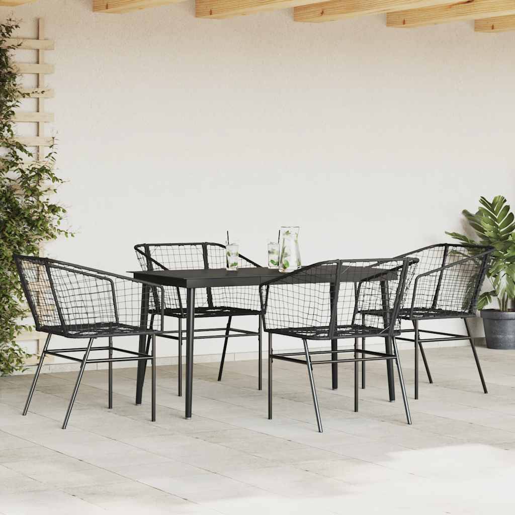 vidaXL 5-teiliges Garten-Esszimmerset aus schwarzem Polyrattanglas