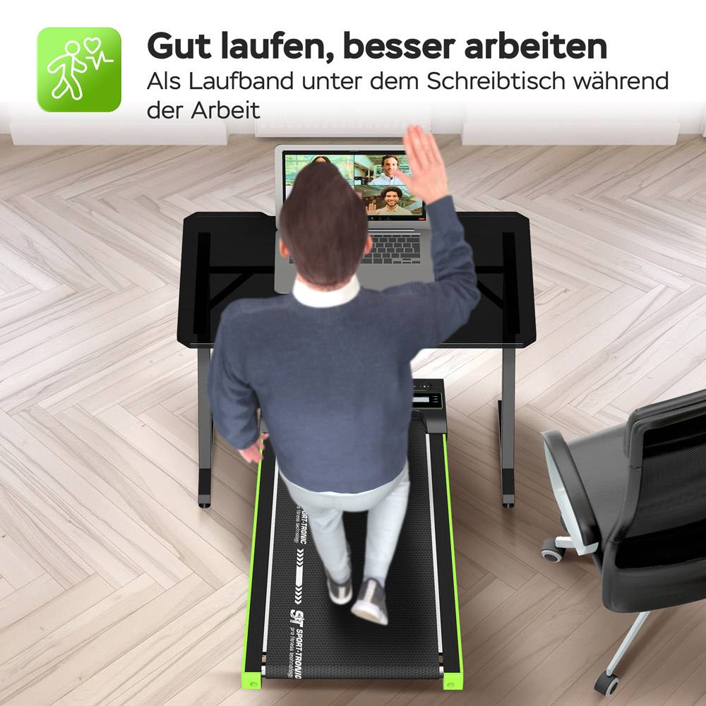 Ultraflaches Laufband mit 2x Steigung bis 6 km/h 4 Programme + Fernbedienung Walking Pad Gehtrainer für Schreibtisch Zuhause bis 120 kg