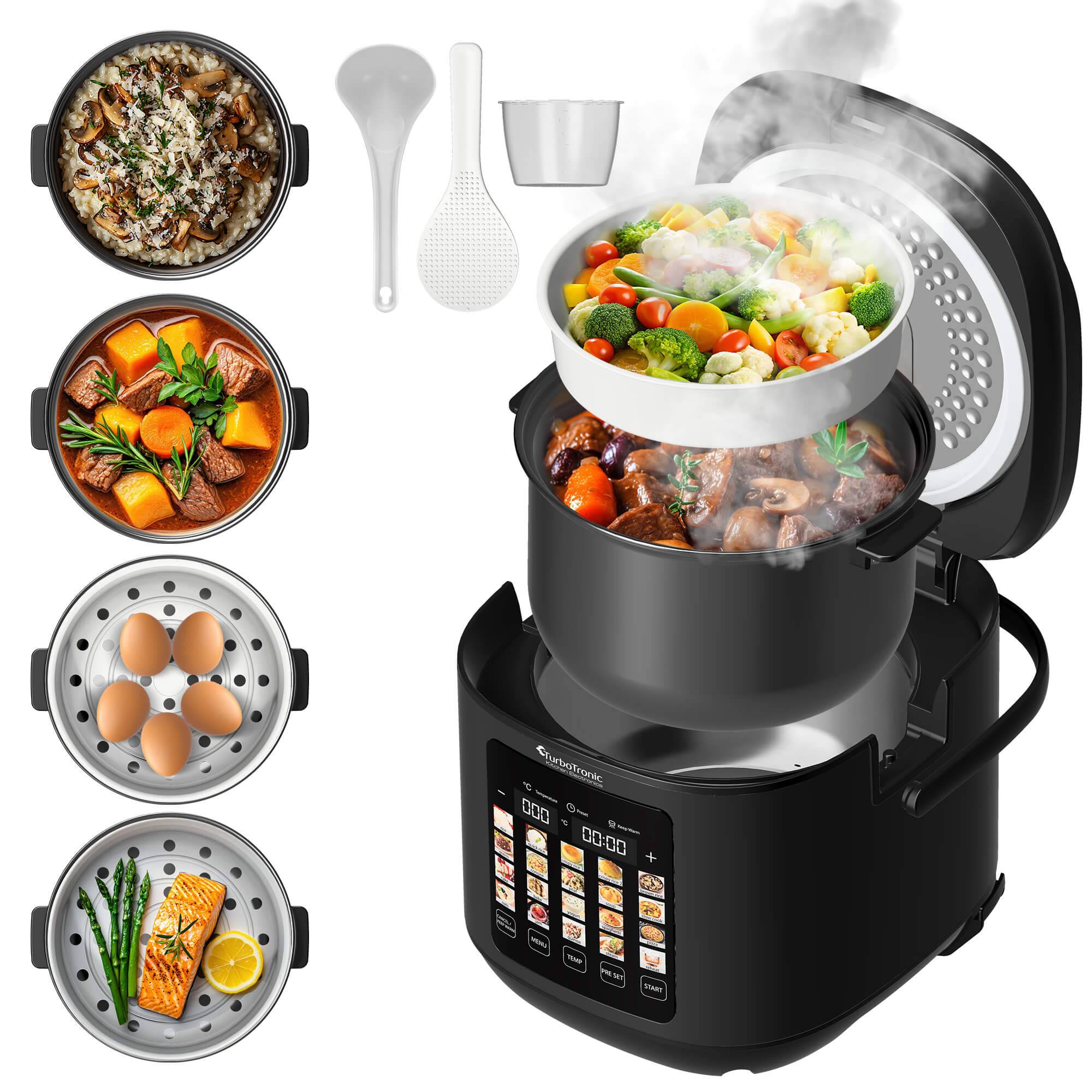 TurboTronic DMC23 Multikocher 5L Kapazität 20 Programme 860W Elektrischer Schon- und Dampfgarer & Reiskocher Automatische Warmhaltefunktion
