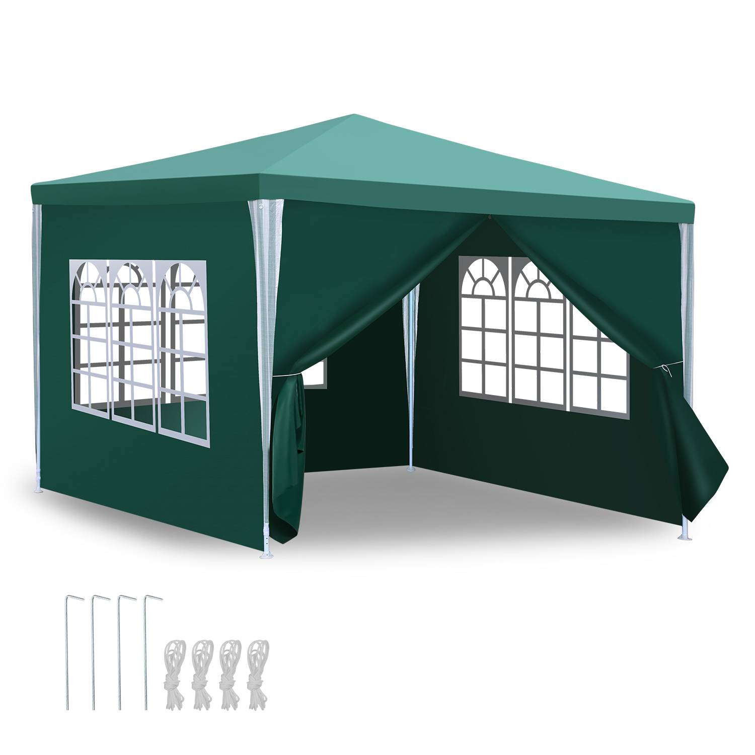 3 x 3 m Garten Pavillon mit 4 Seitenteilen tragbares wasserdichtes Zelt Partyzelt, für Garten Terrasse Feier Party,Grün