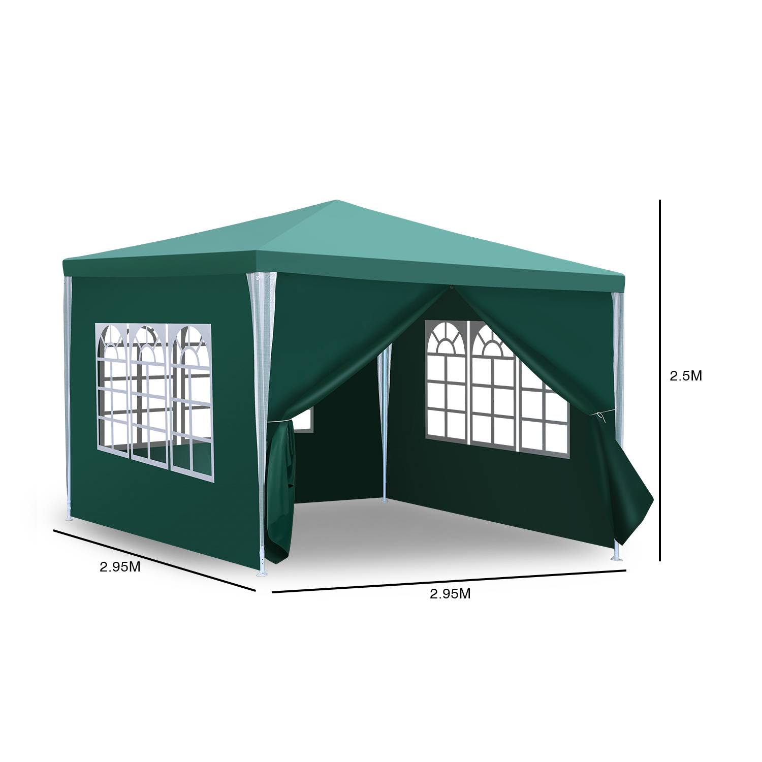 3 x 3 m Garten Pavillon mit 4 Seitenteilen tragbares wasserdichtes Zelt Partyzelt, für Garten Terrasse Feier Party,Grün