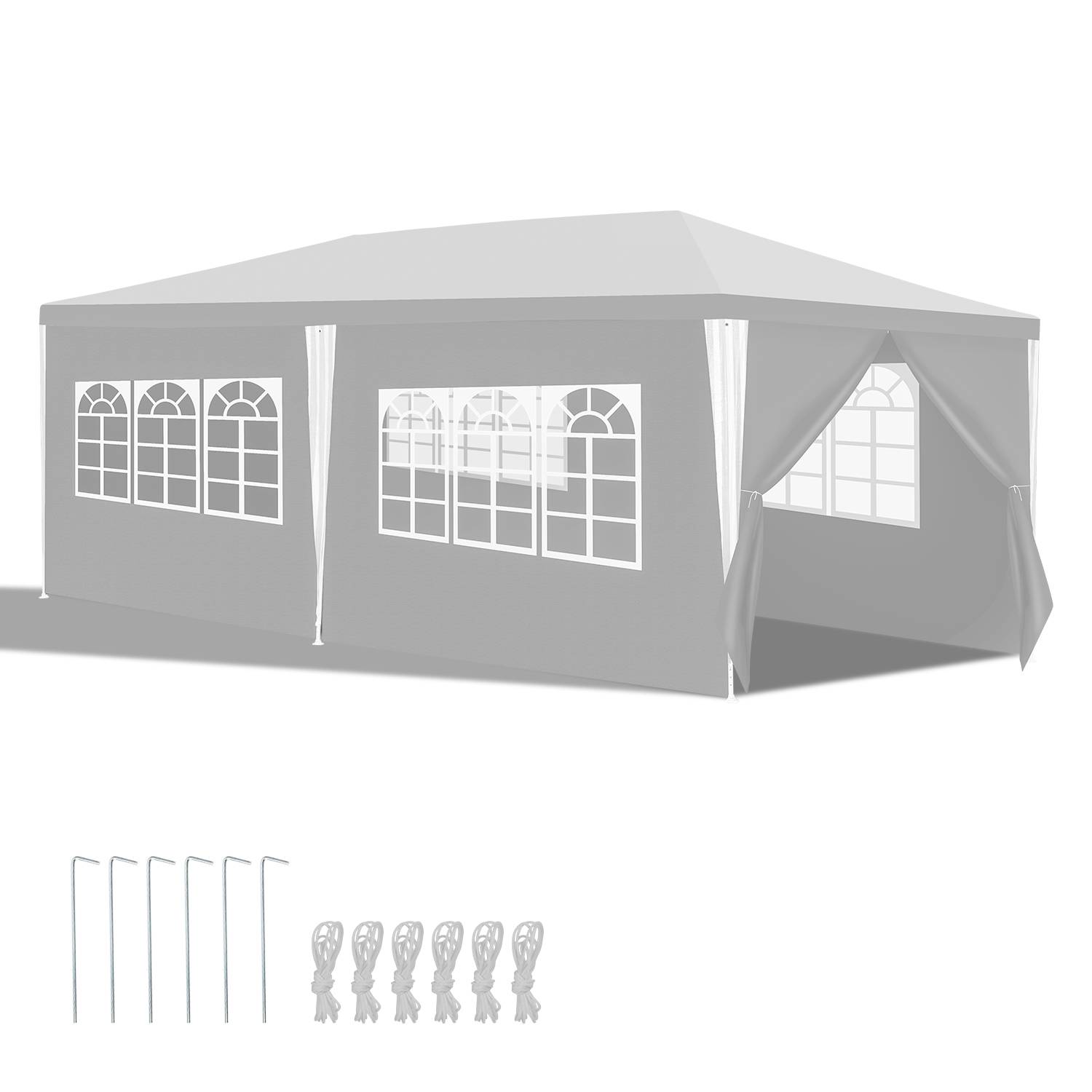 3 x 6 m Garten Pavillon mit 6 Seitenteilen tragbares wasserdichtes Zelt Partyzelt, für Garten Terrasse Feier Party,weiß