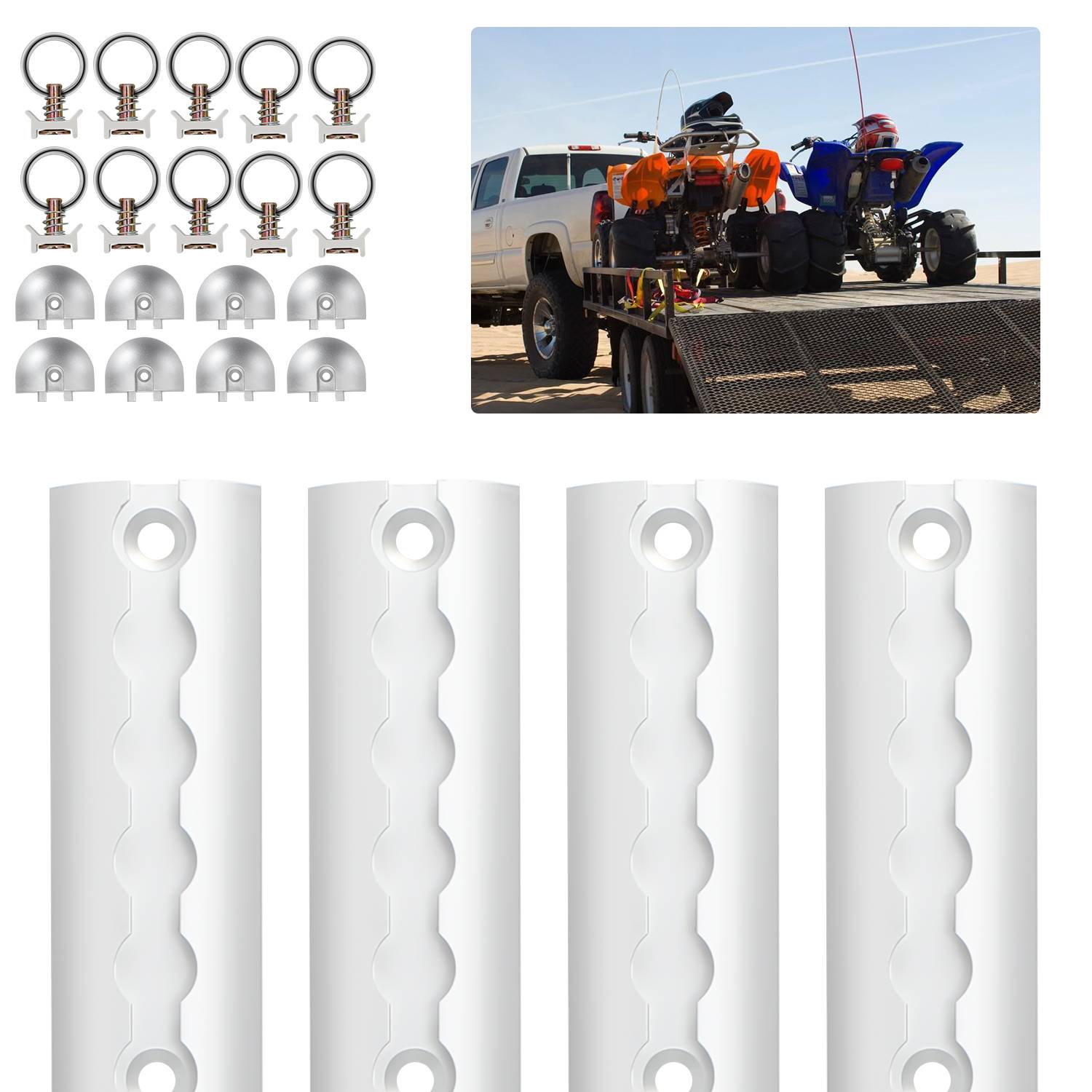 4x Zurrschienen Airlineschiene, Transportsicherung, Light Aluschiene, mit Zurröse, Ladungssicherung Set
