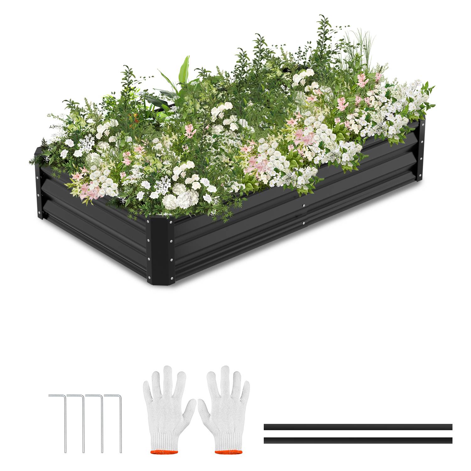 Garten-Hochbeet Schwarz 160x90x30cm Verzinkter Stahl - Beete