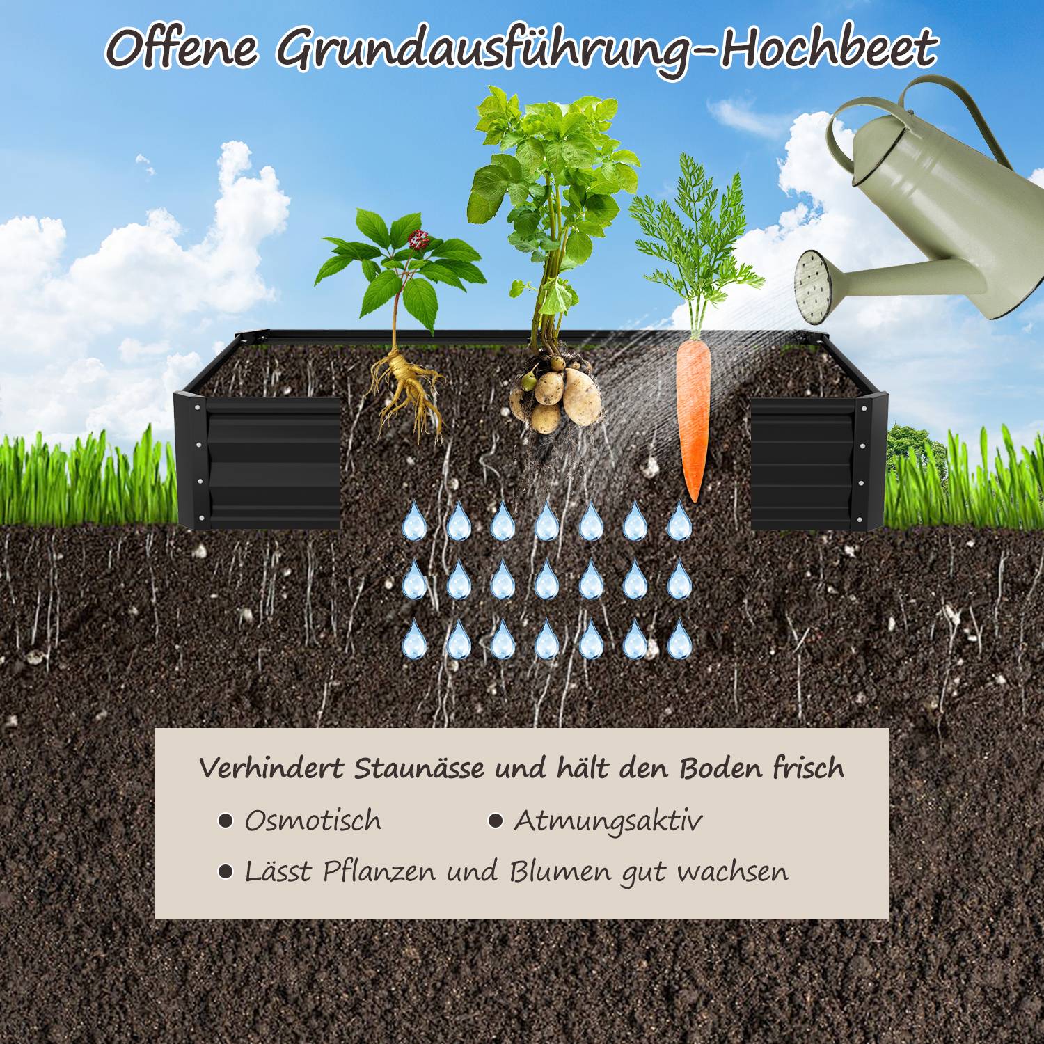 Garten-Hochbeet Schwarz 160x90x30cm Verzinkter Stahl - Beete