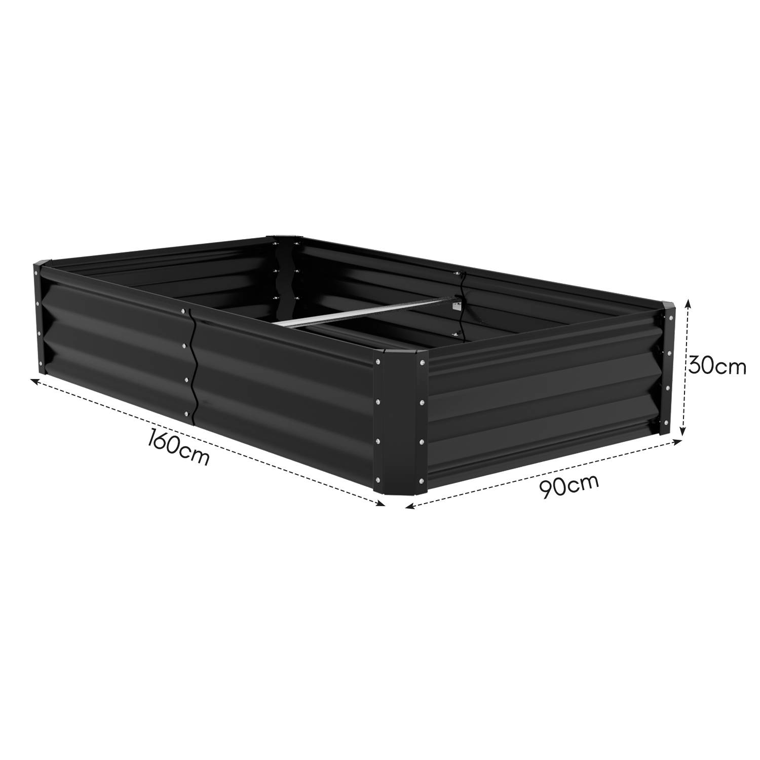 Garten-Hochbeet Schwarz 160x90x30cm Verzinkter Stahl - Beete