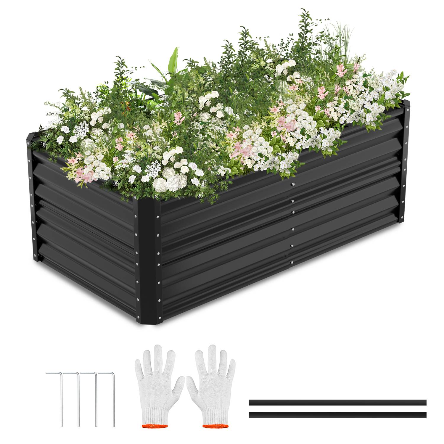Garten-Hochbeet Schwarz 160x90x60cm Verzinkter Stahl - Beete