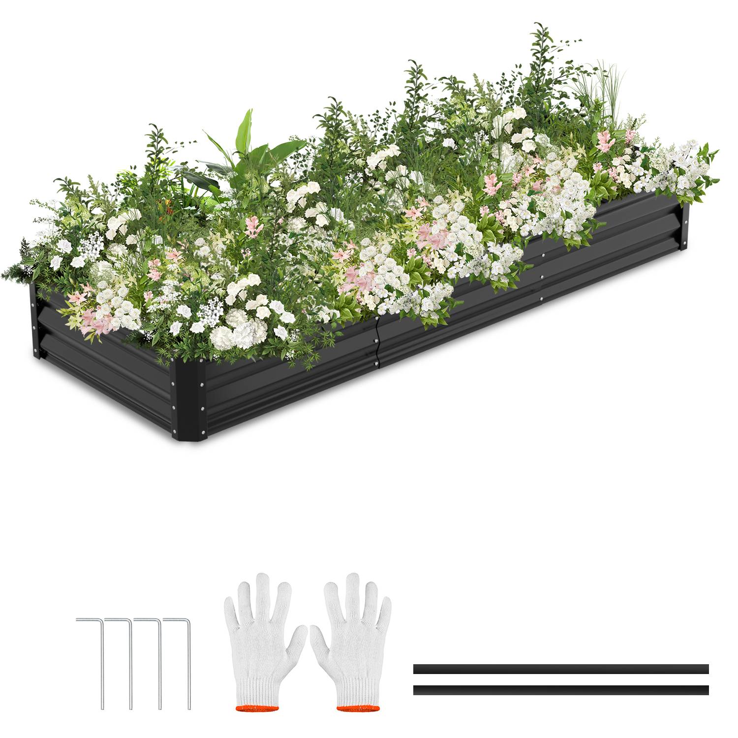 Garten-Hochbeet Schwarz 240x90x30cm Verzinkter Stahl - Beete