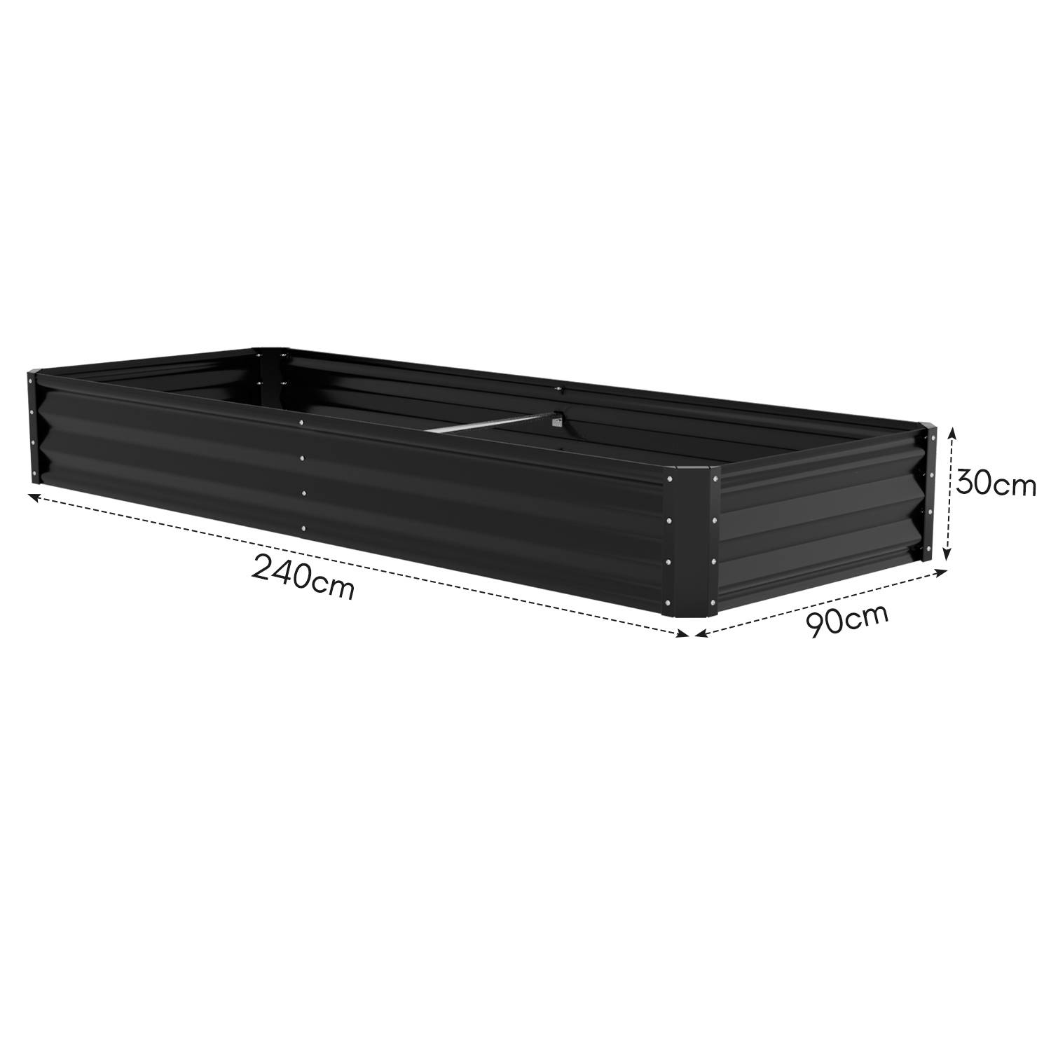 Garten-Hochbeet Schwarz 240x90x30cm Verzinkter Stahl - Beete