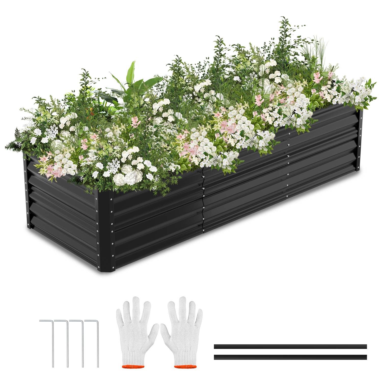 Garten-Hochbeet Schwarz 240x90x60cm Verzinkter Stahl - Beete