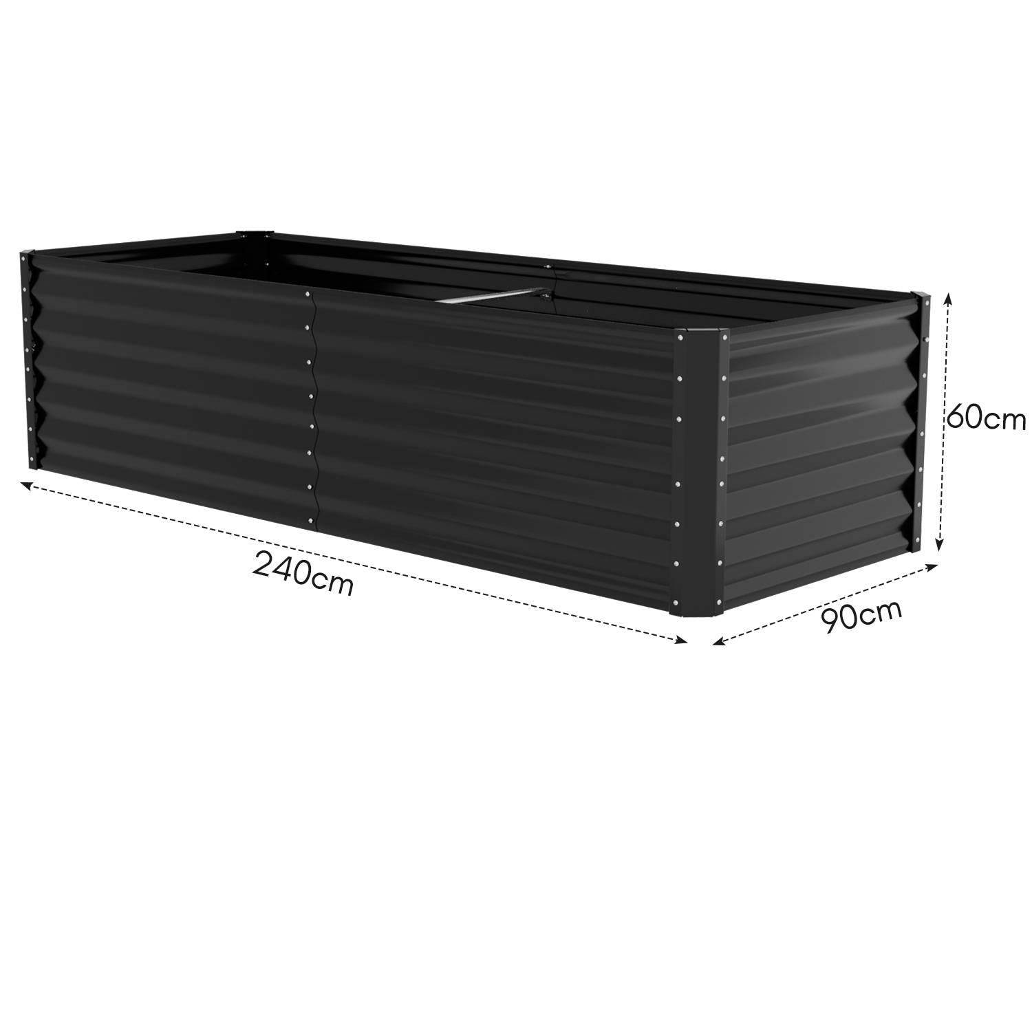 Garten-Hochbeet Schwarz 240x90x60cm Verzinkter Stahl - Beete