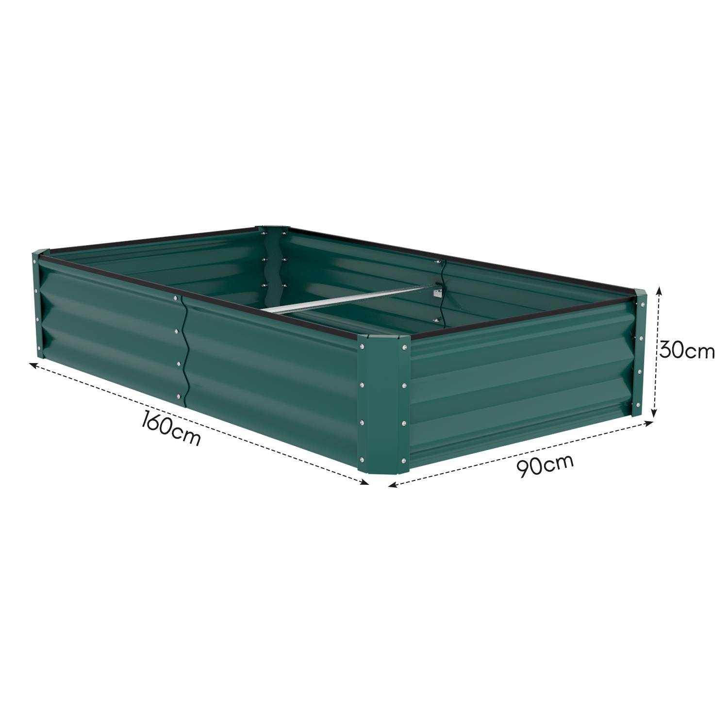 Garten-Hochbeet Grün 160x90x30cm Verzinkter Stahl - Beete