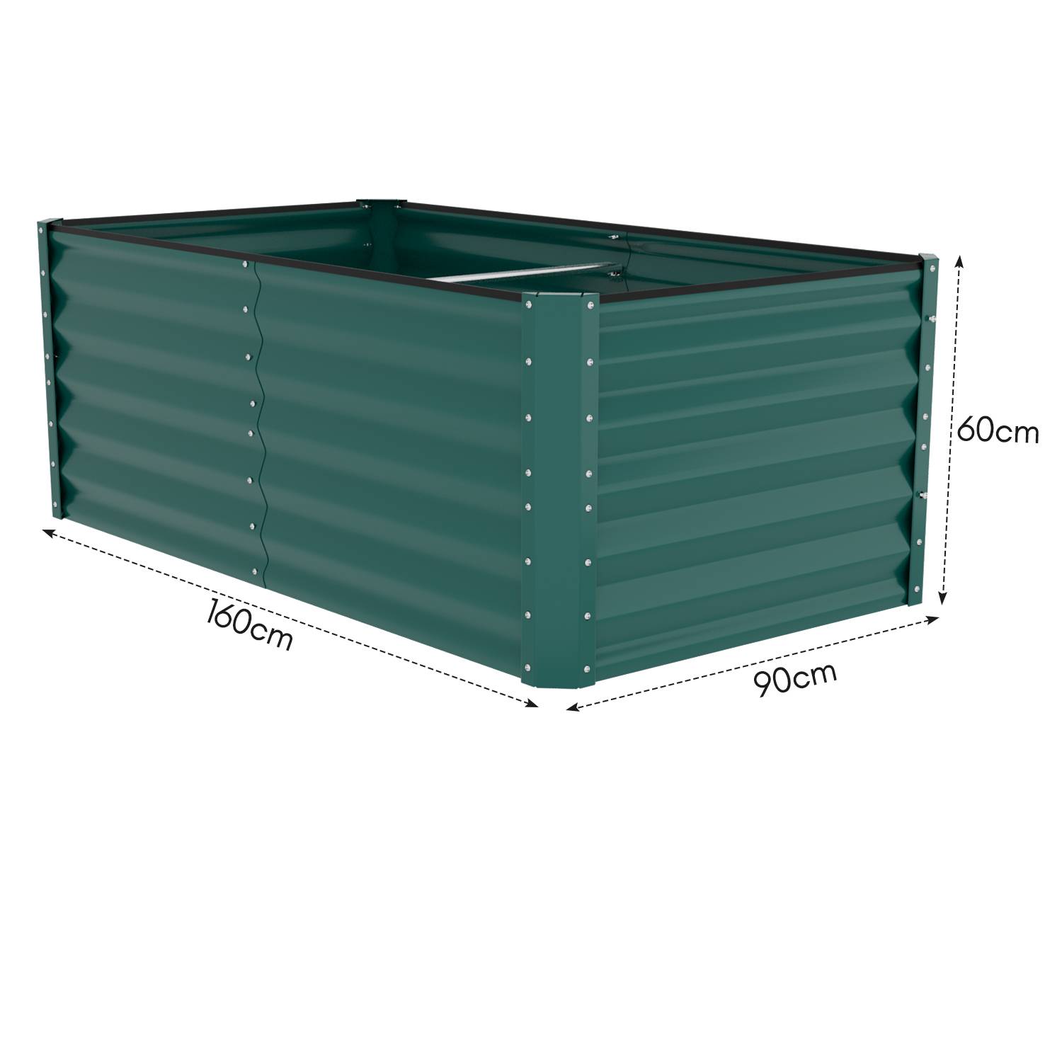 Garten-Hochbeet Grün 160x90x60cm Verzinkter Stahl - Beete