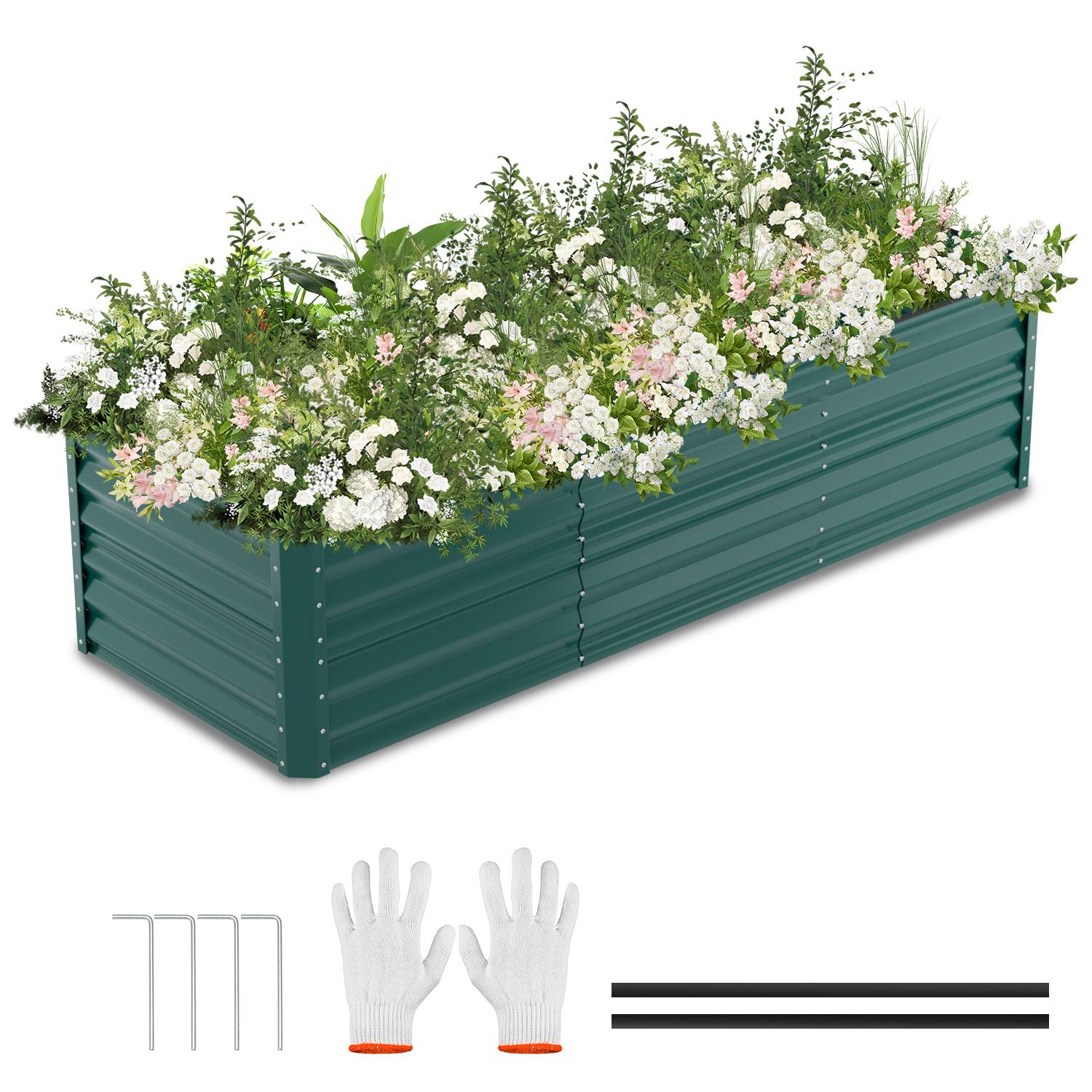 Garten-Hochbeet Grün 240x90x60cm Verzinkter Stahl - Beete