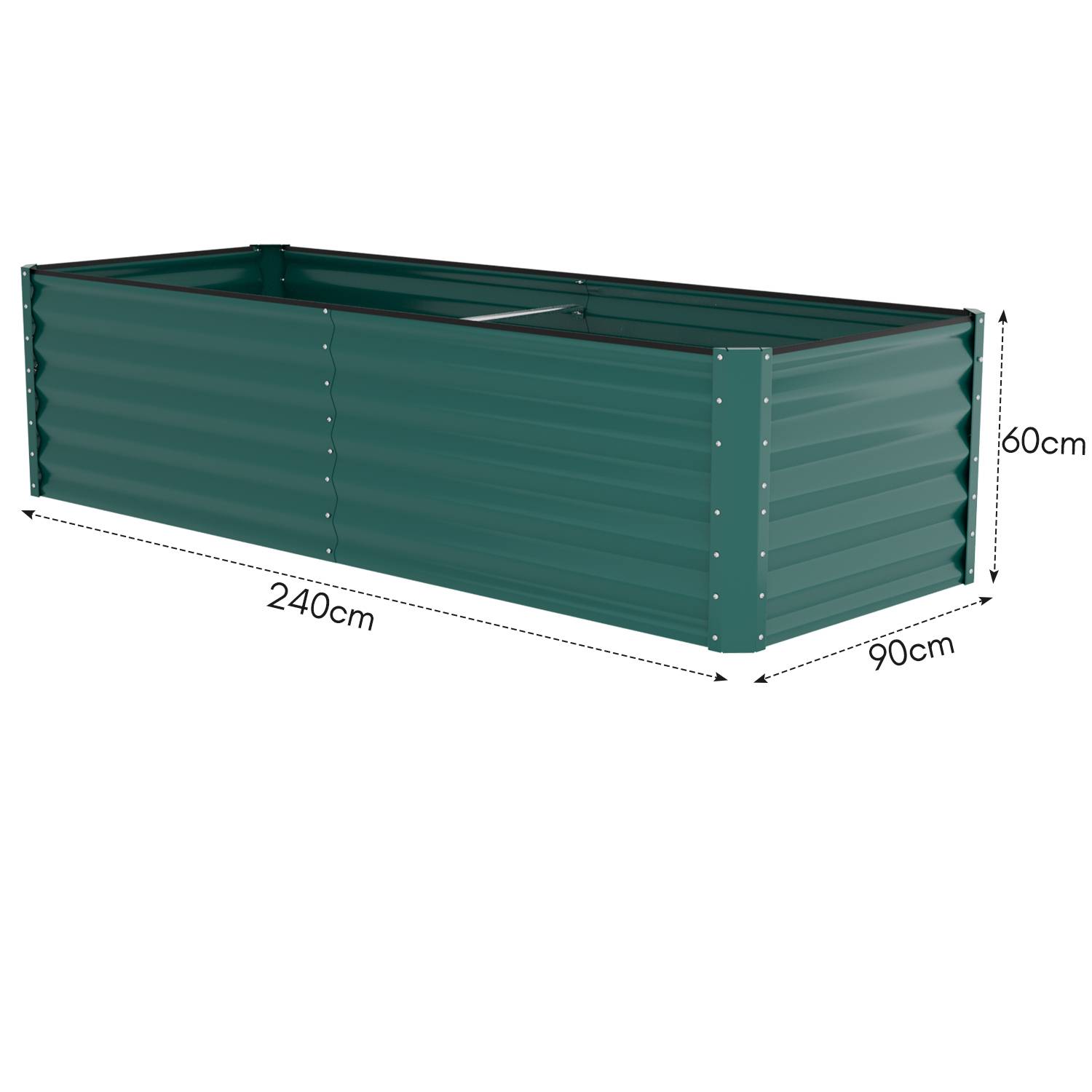Garten-Hochbeet Grün 240x90x60cm Verzinkter Stahl - Beete