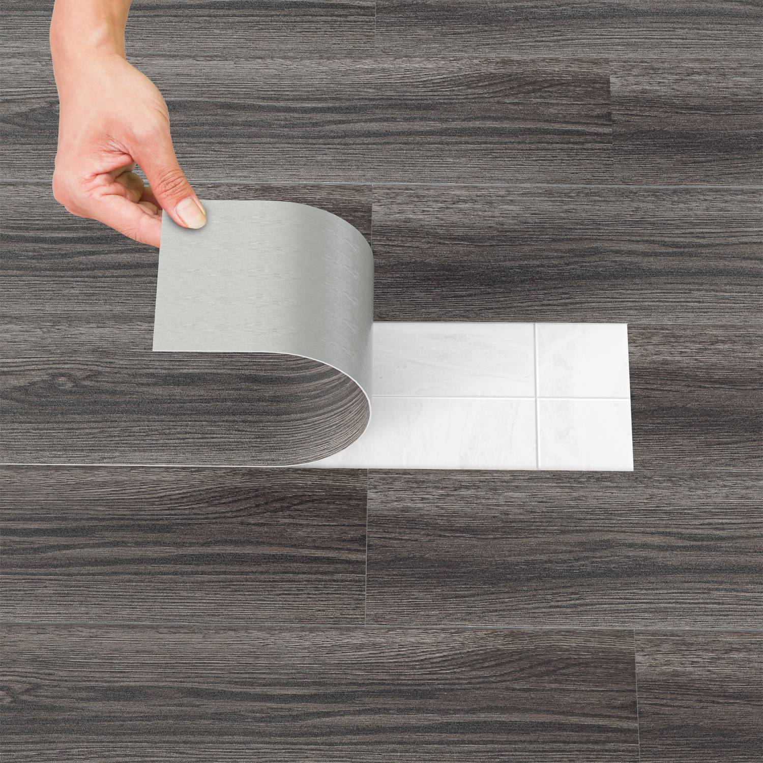 6m² Vinylboden Vinyl Laminat Selbstklebend Dielen Planke PVC Bodenbelag Rutschfest Wasserfest 42 Stück Vinyl-Dielen Holzmaserung Dielen (Dunkelgrau)