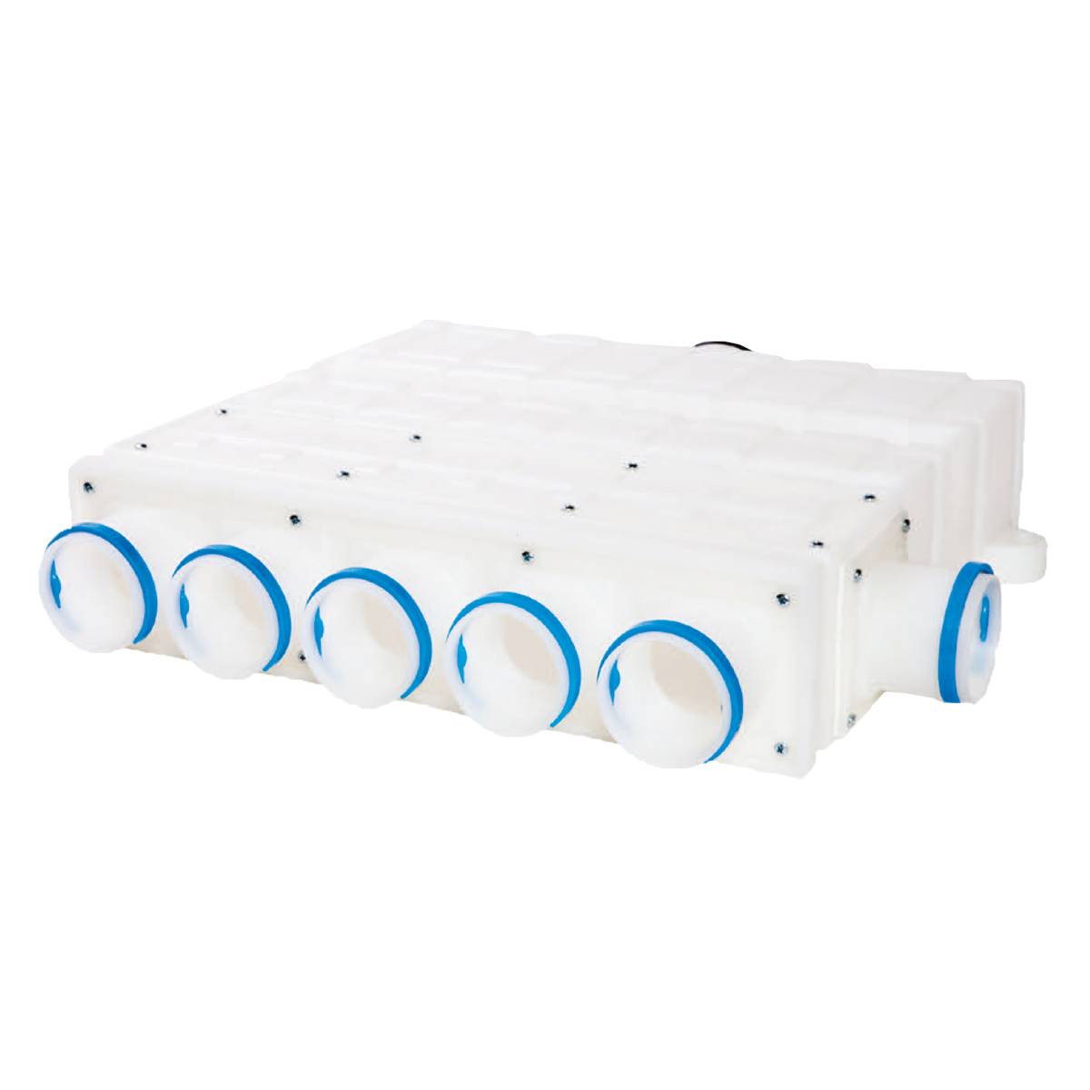 Verteilerbox - 63-125-W */** Rohranschluss DN 125 Abgänge: 6 + 1 Stutzen DN 63 - 80.100.053