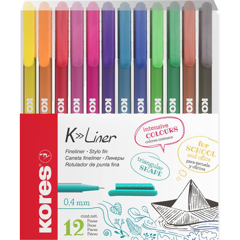 Kores Fineliner "K-Liner", Strichstärke: 0,4 mm, 12er Etui