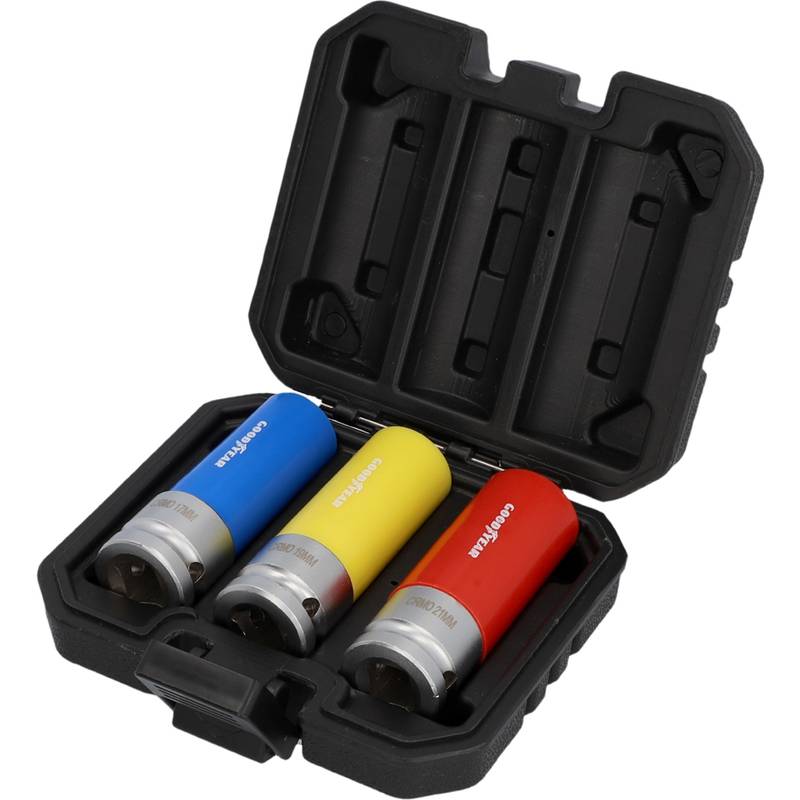 GOODYEAR Steckschlüssel-Satz 17/19/21 mm, 3-teilig