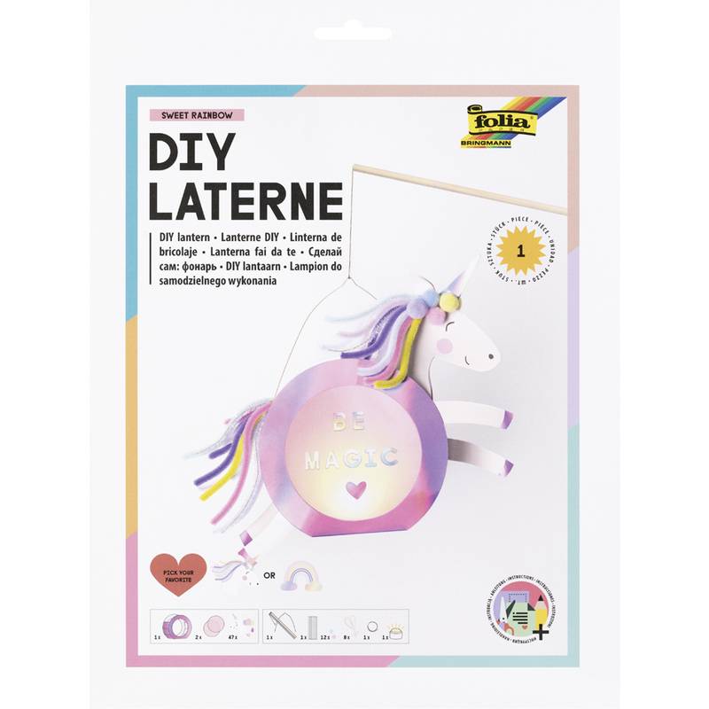 folia Laternen-Bastelset SWEET RAINBOW, irisierend-pink