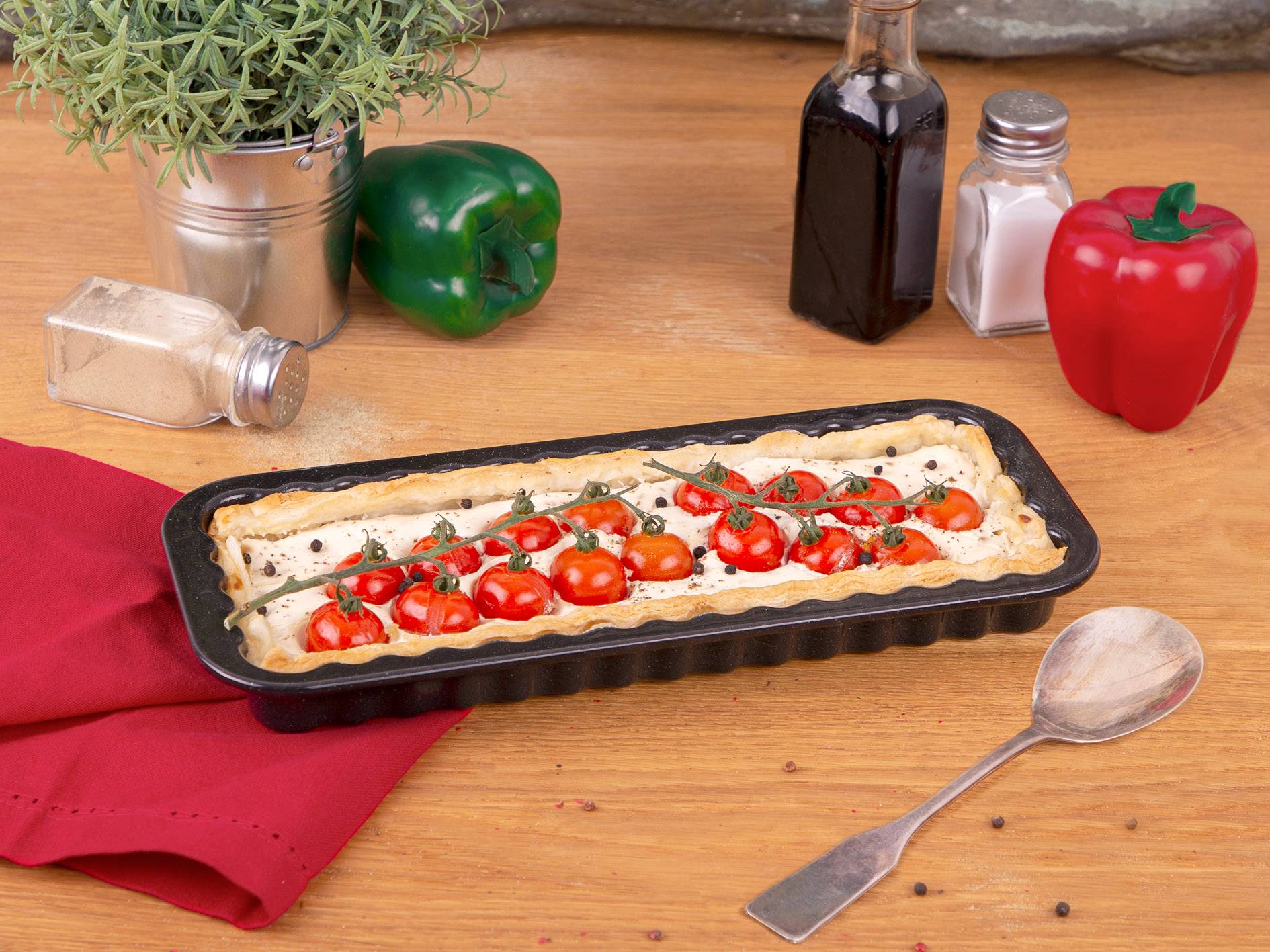 Kuchenform Emaille Quiche eckige hitzebeständig anthrazit