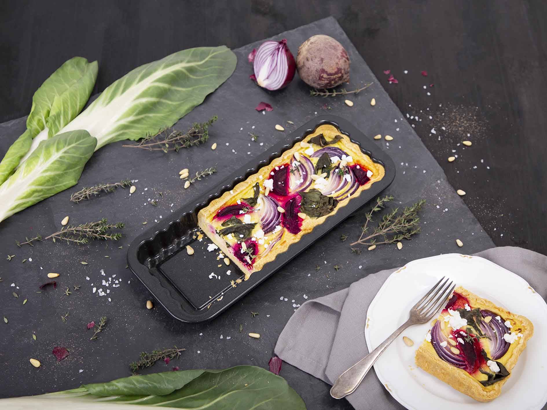 Kuchenform Emaille Quiche eckige hitzebeständig anthrazit