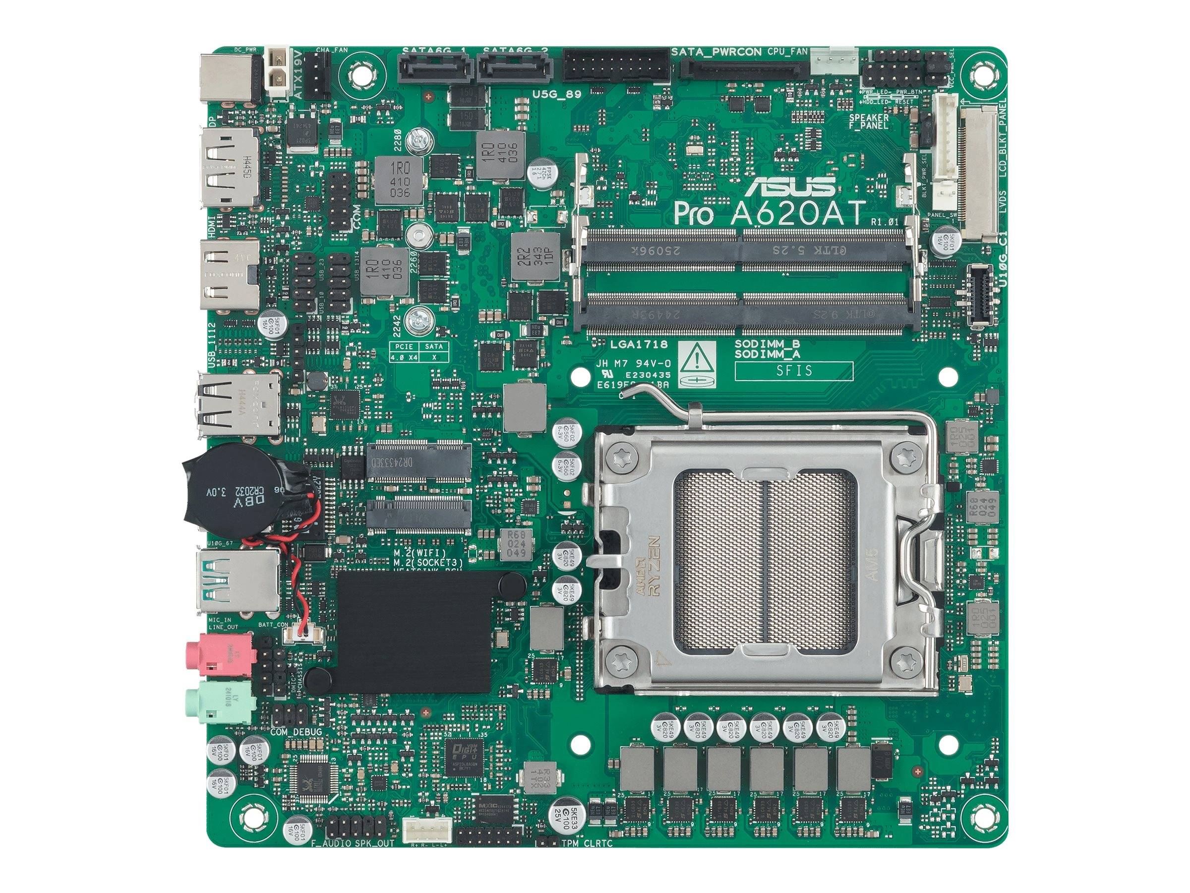 ASUS PRO A620AT-CSM - Motherboard - Mini-ITX - Socket AM5 - AMD A620A Chipsatz - USB-C 3.2 Gen2, USB 3.2 Gen 2, USB 3.2 Gen 1 - Gigabit LAN