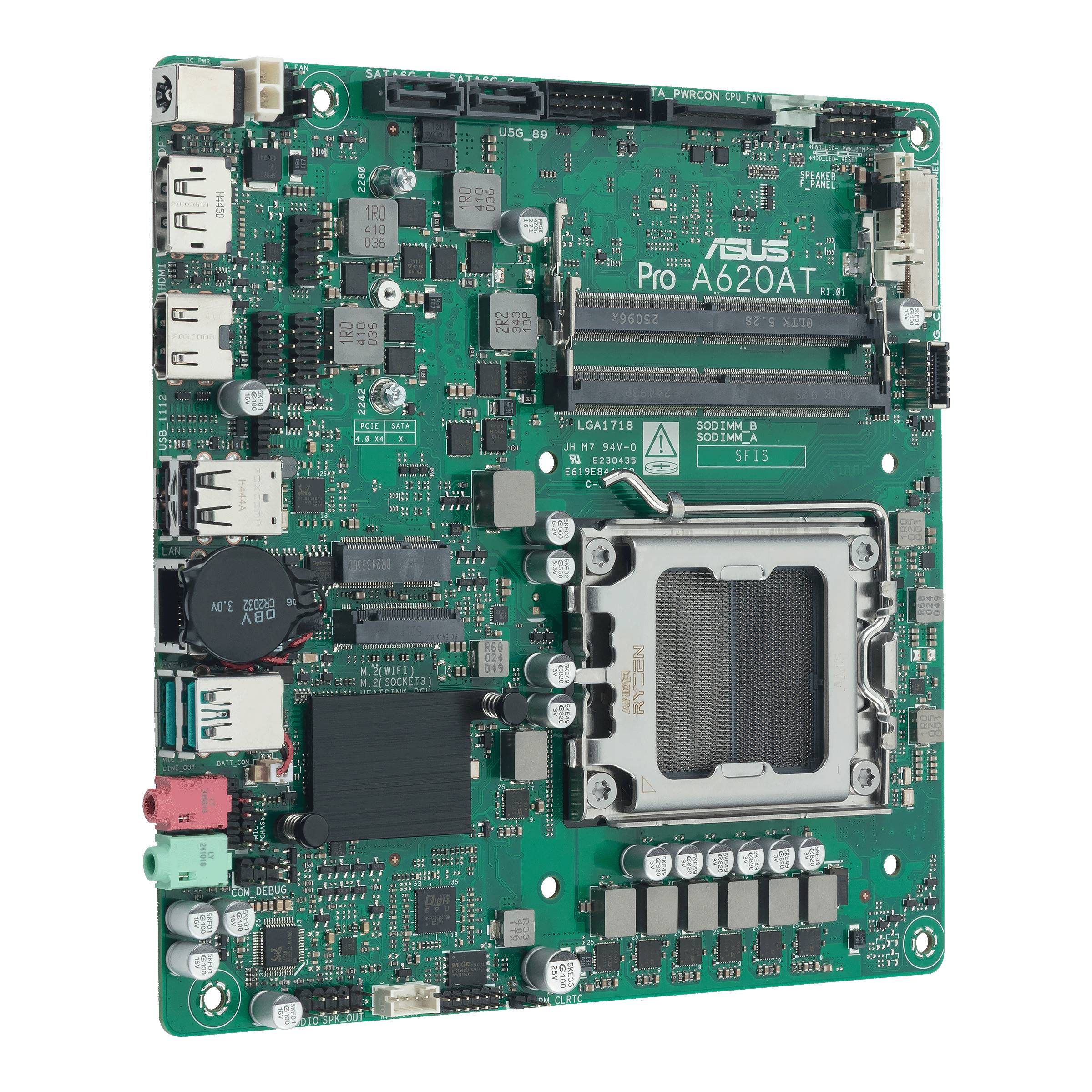 ASUS PRO A620AT-CSM - Motherboard - Mini-ITX - Socket AM5 - AMD A620A Chipsatz - USB-C 3.2 Gen2, USB 3.2 Gen 2, USB 3.2 Gen 1 - Gigabit LAN