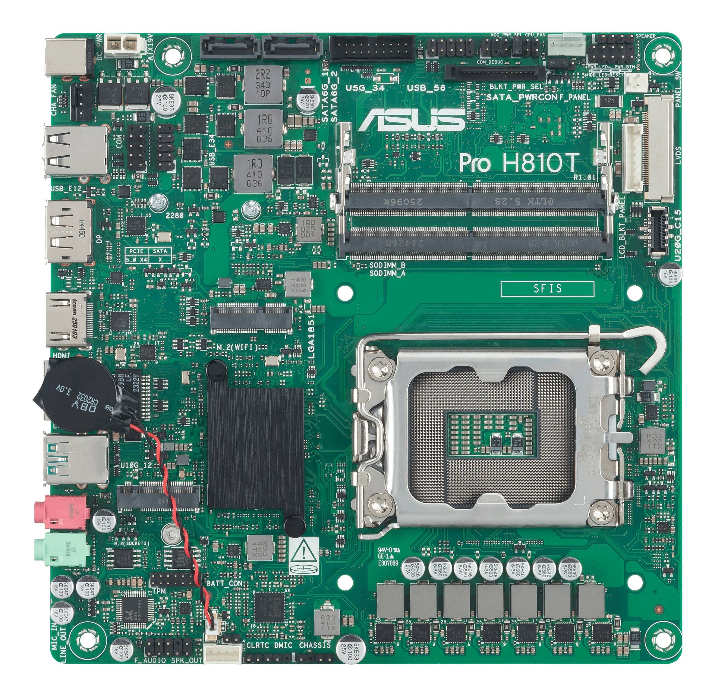 ASUS PRO H810T-CSM - Motherboard - Thin mini ITX - LGA1851-Sockel - H810 Chipsatz - USB-C 3.2 Gen 2x2, USB 3.2 Gen 2, US