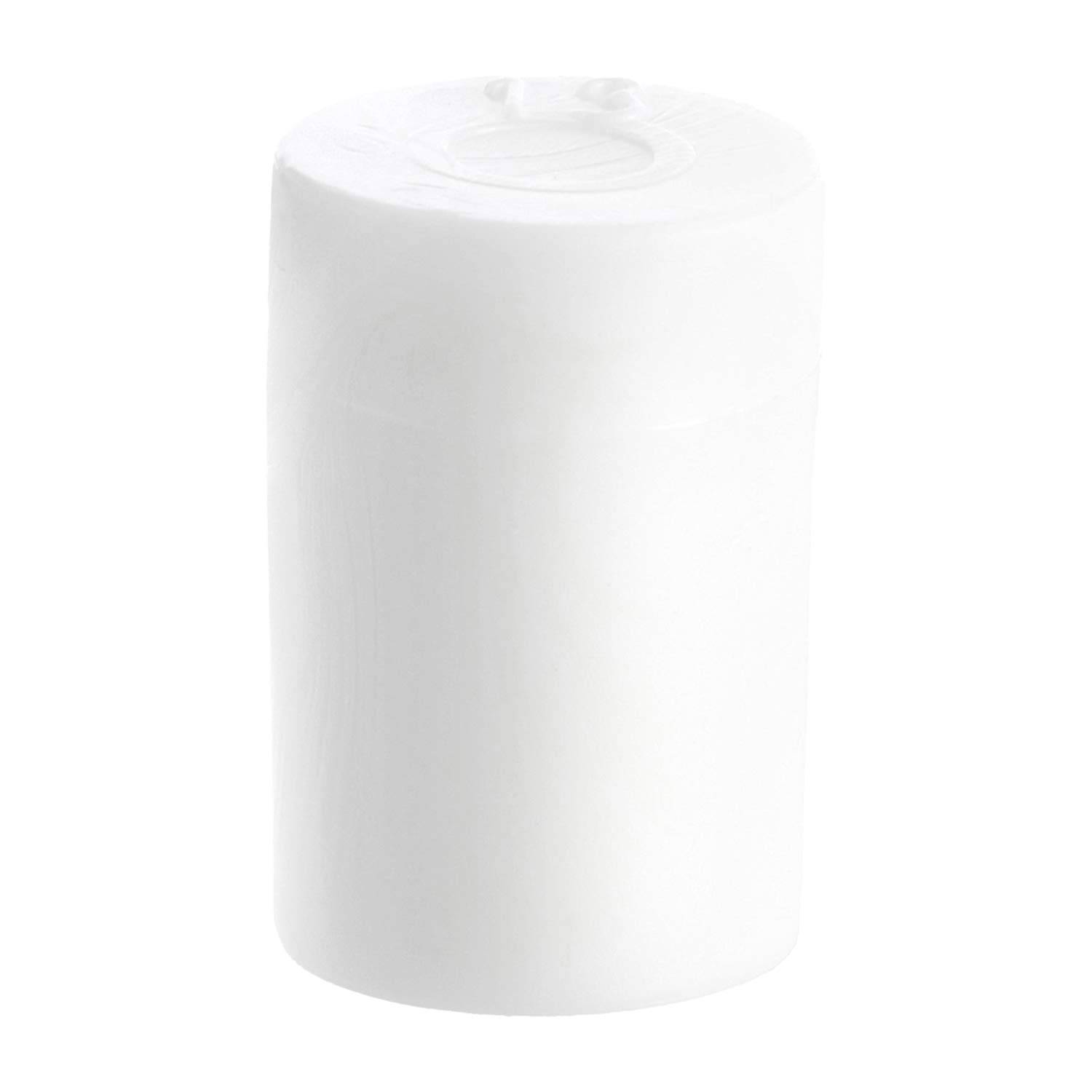 Eine schlichte, weiße zylindrische Dose vor einem weißen Hintergrund.