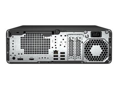 Das Bild zeigt das Rückblech eines Computers mit mehreren Anschlüssen, einschließlich USB, HDMI und Ethernet, sowie Belüftungsgitter.