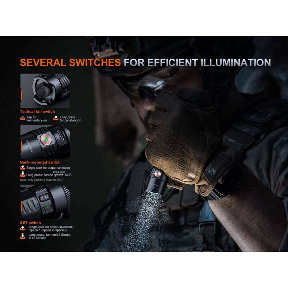 Fenix PD35R ACE Taktische Taschenlampe 2000 Lumen - Schwarz