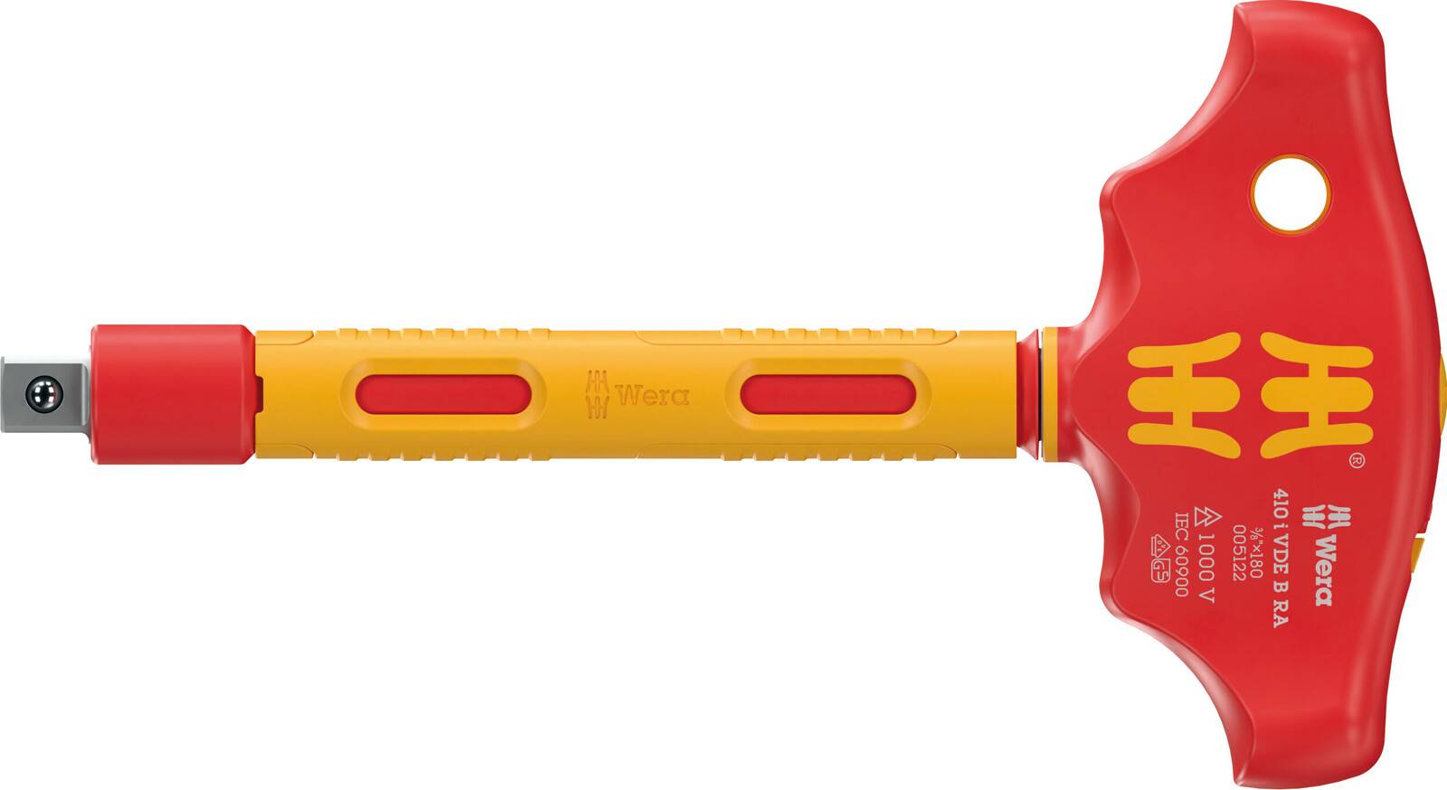 Wera 410 i VDE B RA Quergriff-Adapterratschenschraubendreher isoliert für 3/8" Steckschlüsseleinsätze