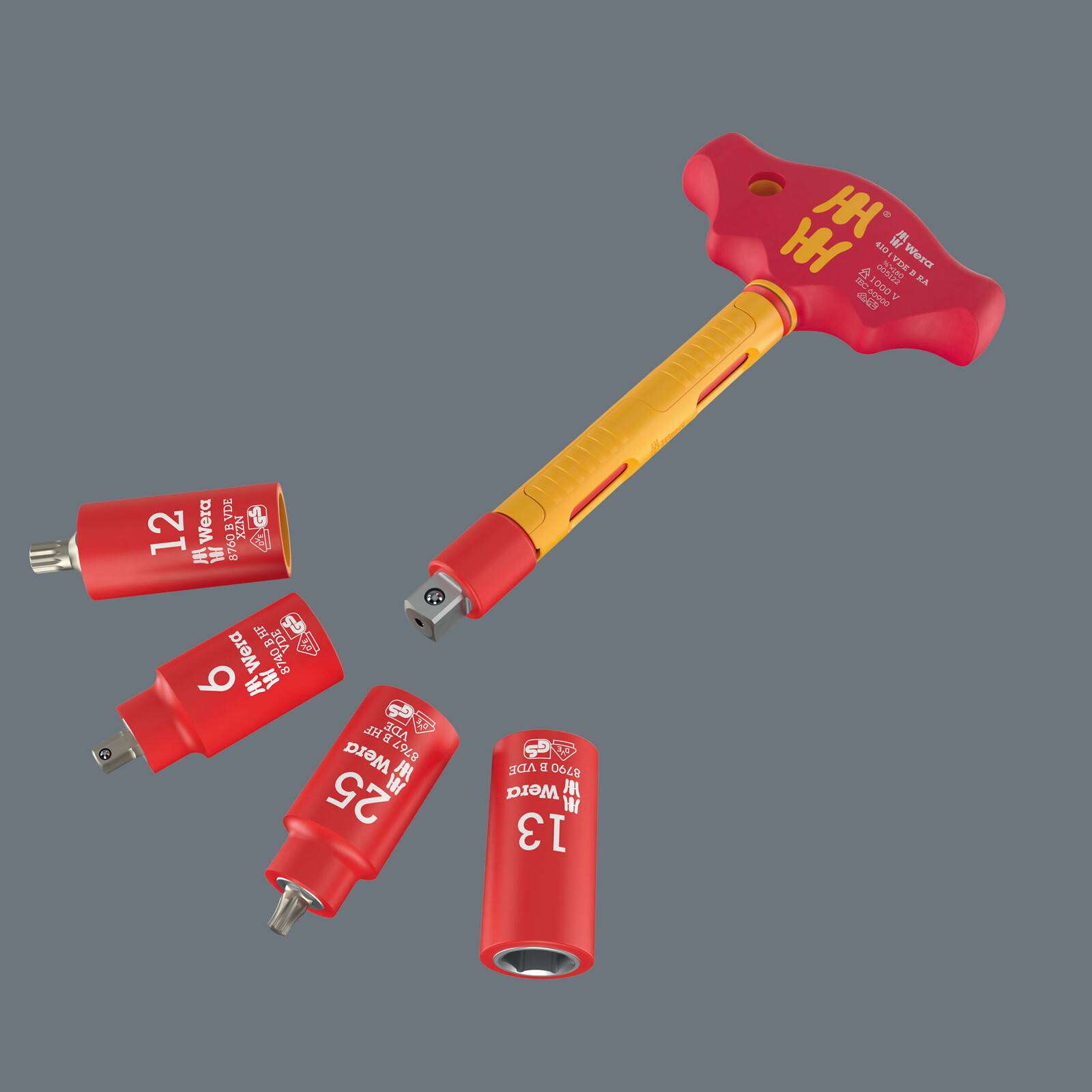 Wera 410 i VDE B RA Quergriff-Adapterratschenschraubendreher isoliert für 3/8" Steckschlüsseleinsätze