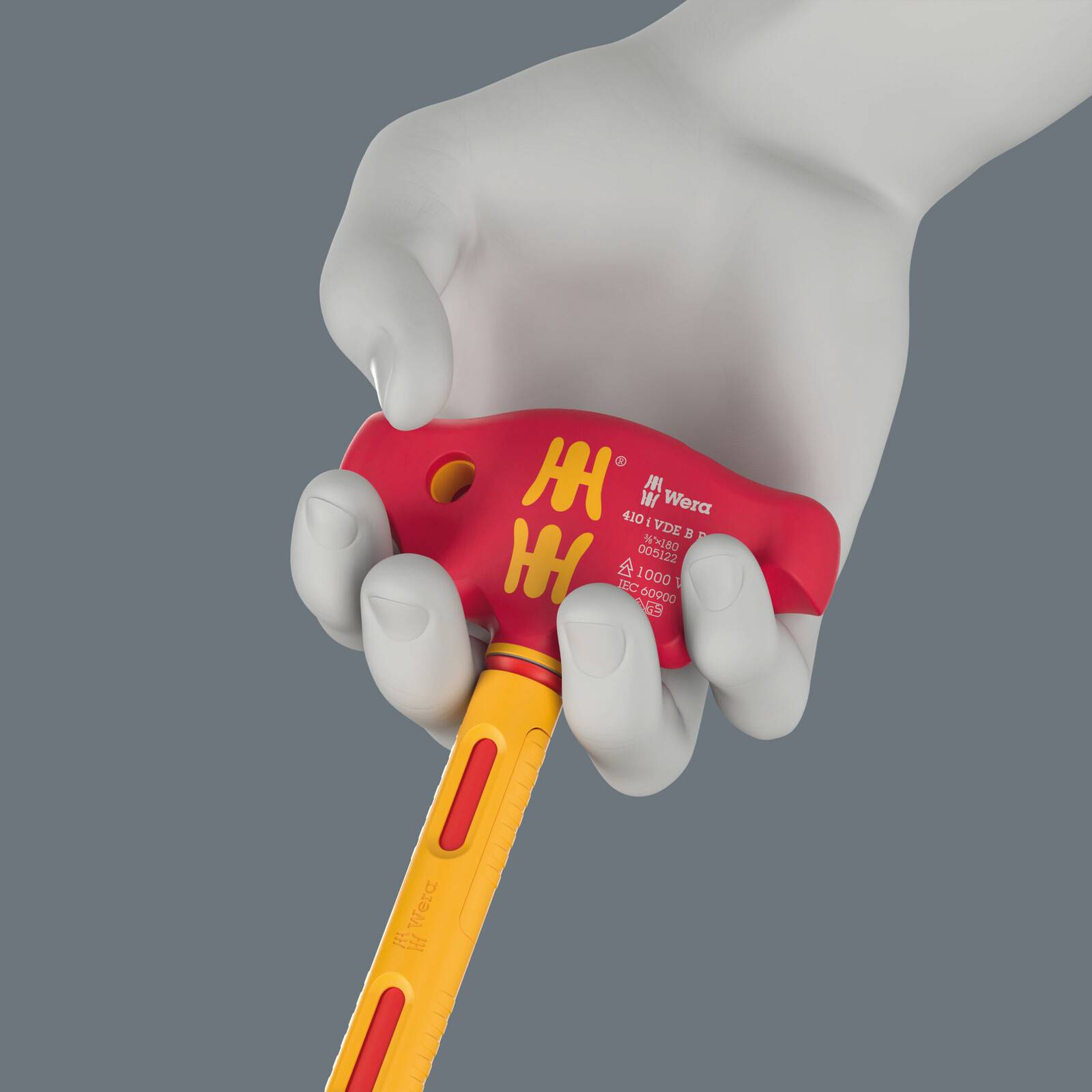 Wera 410 i VDE B RA Quergriff-Adapterratschenschraubendreher isoliert für 3/8" Steckschlüsseleinsätze