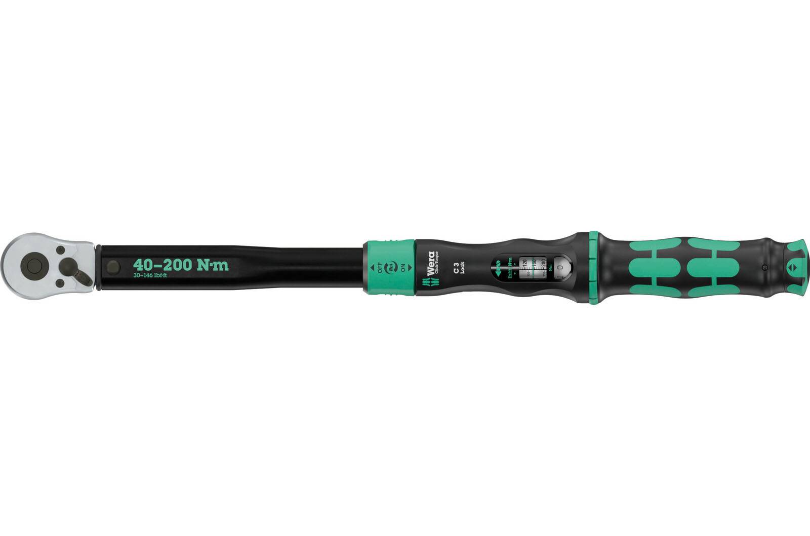 Wera Drehmomentschlüssel Click-Torque Lock C3 Rechtsanzug 40-200 Nm mit 1/2" Zoll Vierkant-Aufnahme