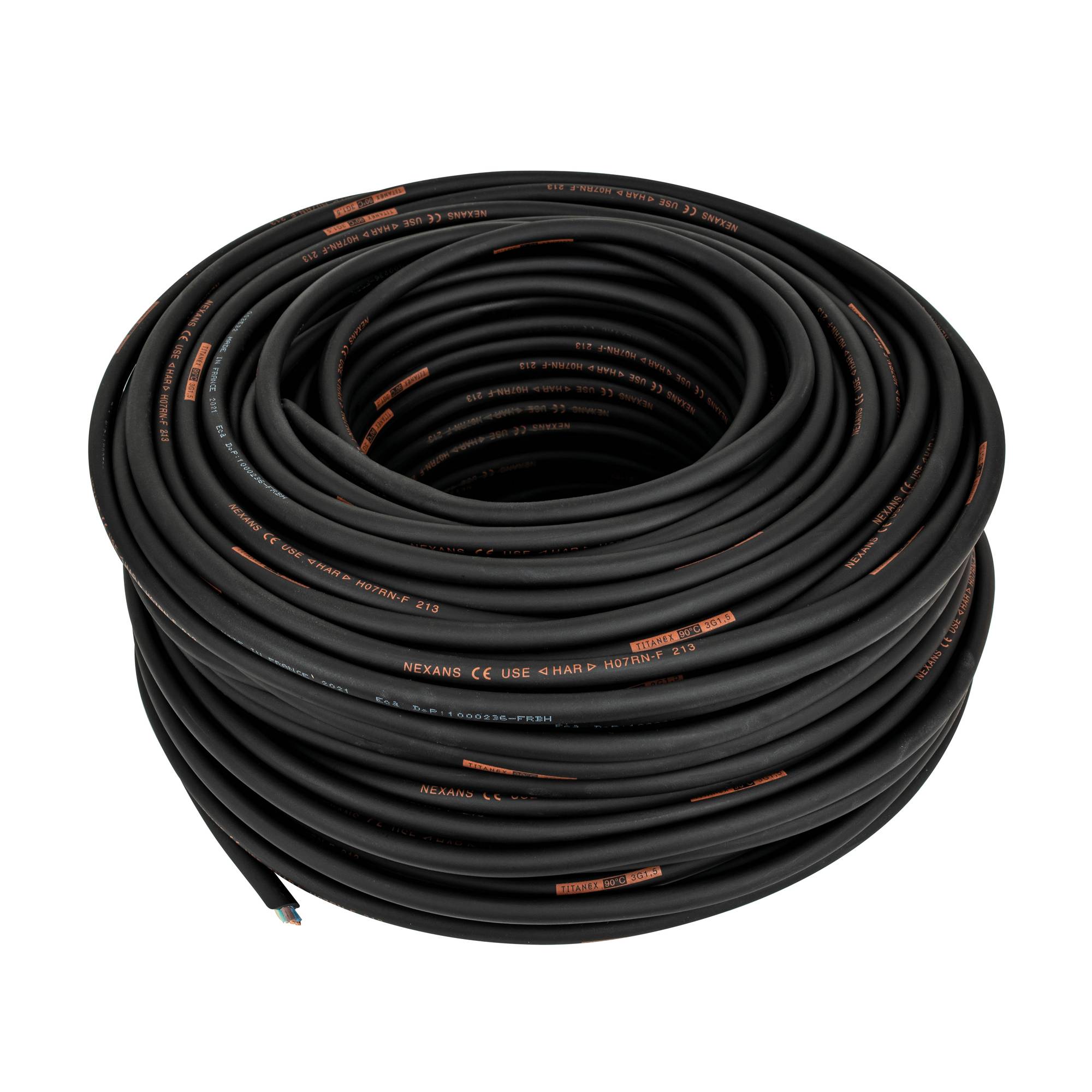 Titanex Neoprene Cable, Black 100-m-Rolle - 3x 1,5 mm²