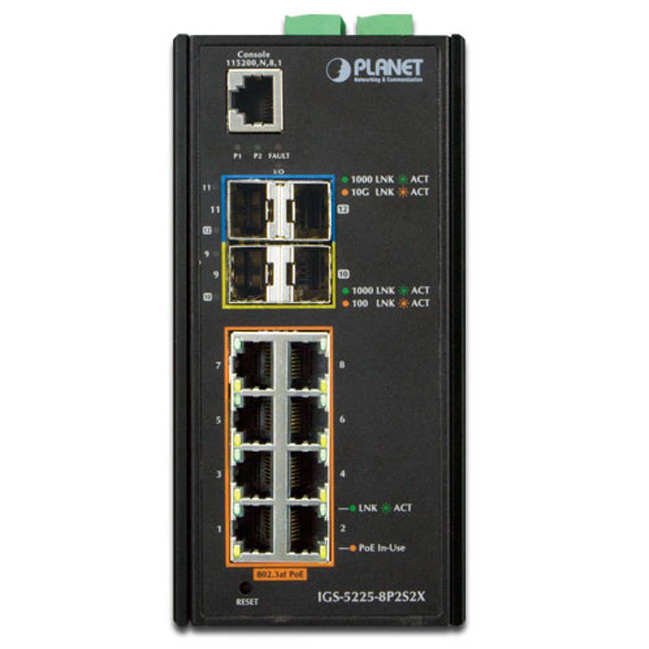 PLANET Industrial L2+ 8-Port 10/100/1000T 802.3at PoE + Multimedia-Technik Switche