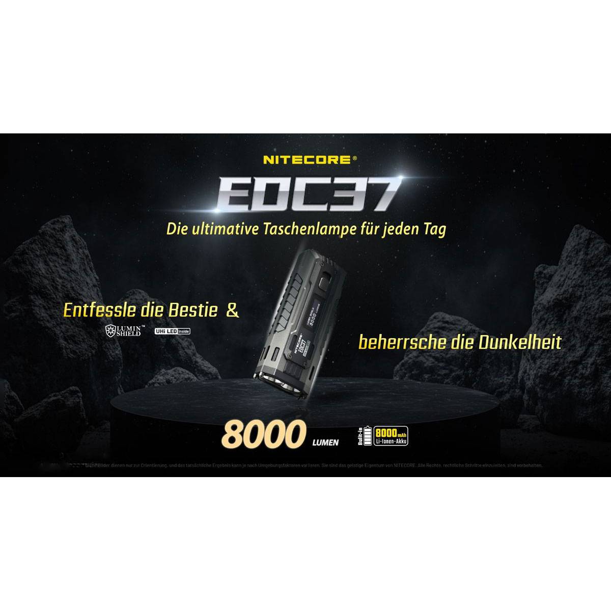 Nitecore EDC37 Taschenlampe 8000 Lumen - Schwarz