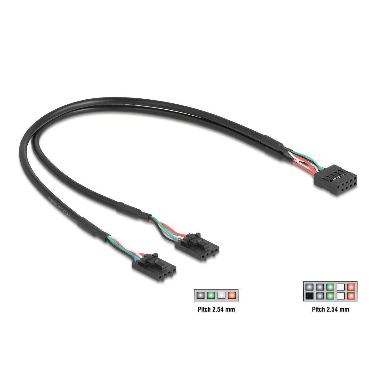 Delock Kabel USB 2.0 Pfostenbuchse 2,54 mm 10 Pin zu 2 x USB 2.0 Pfostenbuchse 2