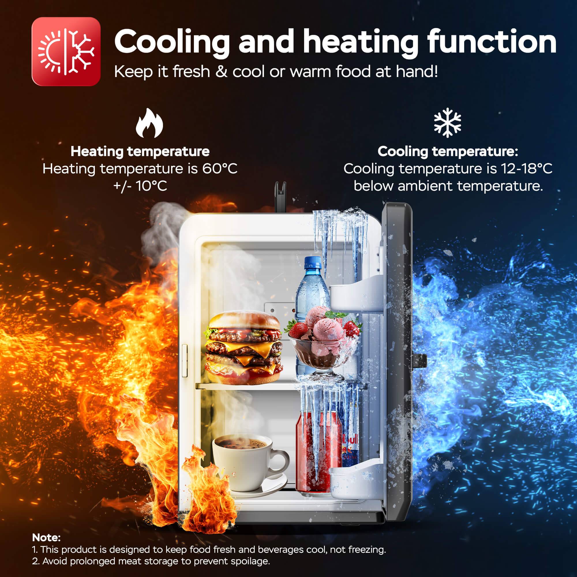 TurboTronic 2in1 Mini Kühlschrank Kühlbox 15 L Kühl & Heizfunktion tragbarer AC DC 220-240V/12V Steckdose und Zigarettenanzünder Warmhaltebox Ther