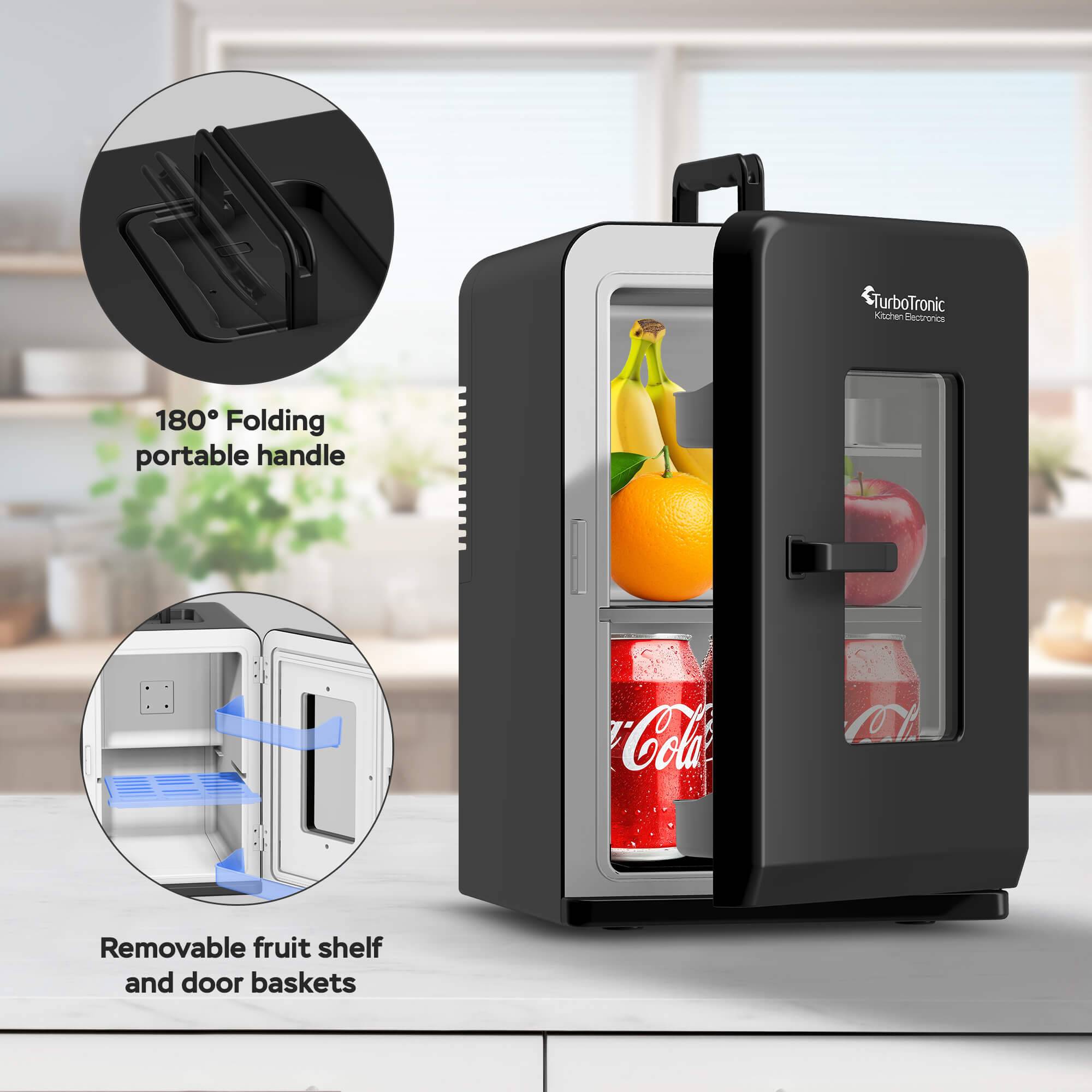 TurboTronic 2in1 Mini Kühlschrank Kühlbox 15 L Kühl & Heizfunktion tragbarer AC DC 220-240V/12V Steckdose und Zigarettenanzünder Warmhaltebox Ther