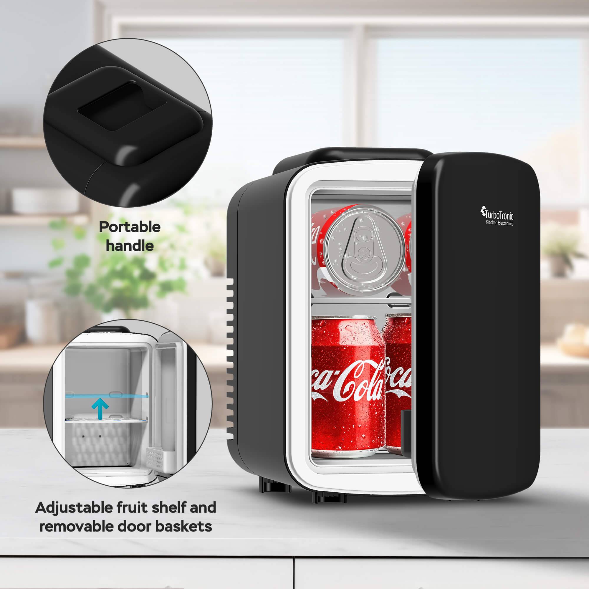 TurboTronic 2in1 Mini Kühlschrank Kühlbox 4 L Kühl & Heizfunktion tragbarer AC DC 220-240V/12V Steckdose und Zigarettenanzünder Warmhaltebox Therm