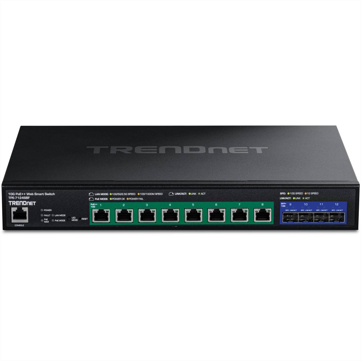 TRENDnet TPE-7124SBF 12-Port Switch 720W 10G PoE++ Web Smart Switch