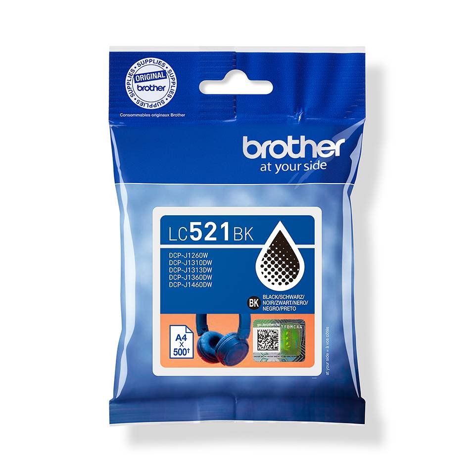 Brother LC521BK - Schwarz - original - Kissenverpackung