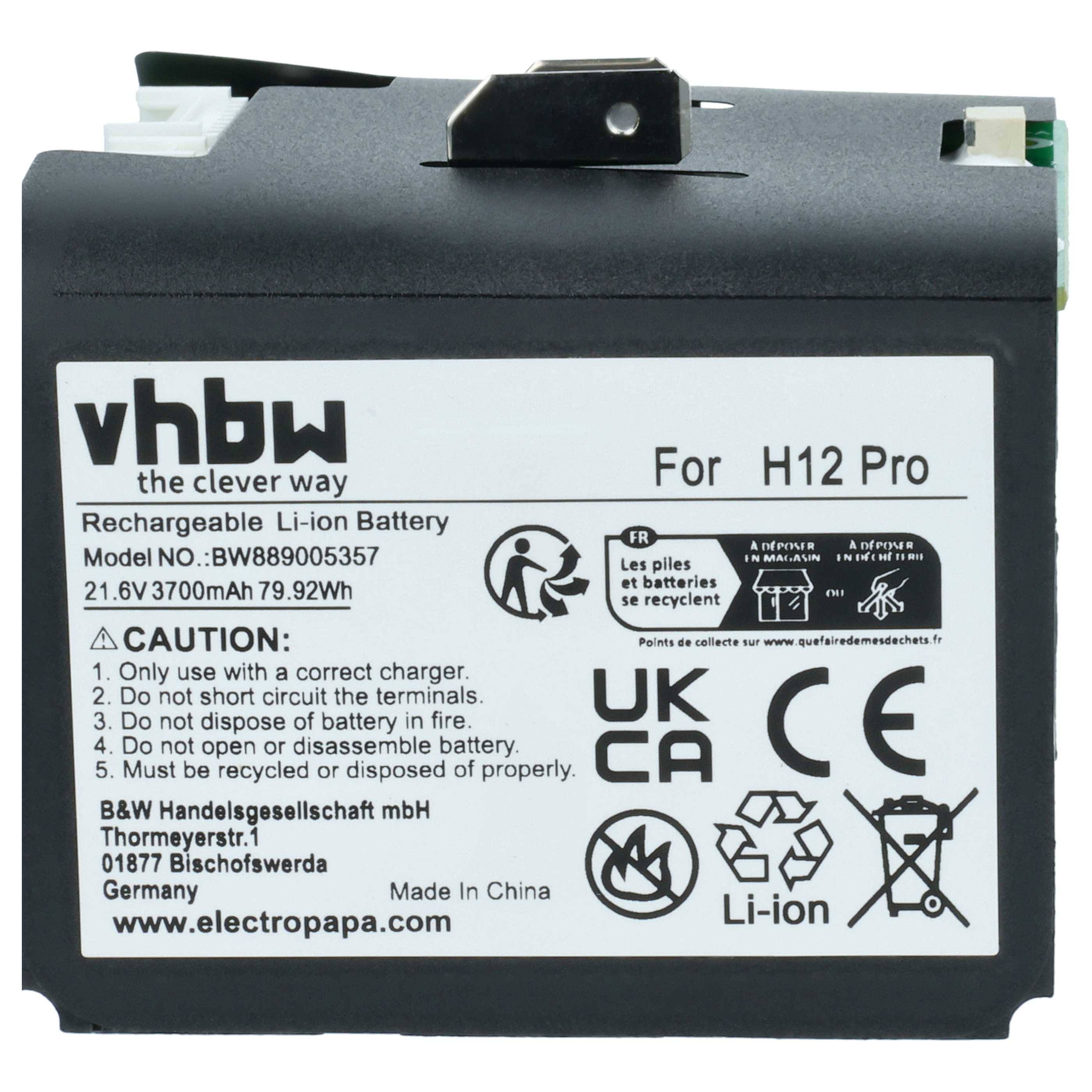 vhbw Akku kompatibel mit Dreame H13 PRO, H13 PRO PLUS, H12 PRO ULTRA, H12 PRO, H12 PRO PLUS, H12, H12 DUAL Staubsauger (3,7 Ah, 21,6 V, Li-Ion)